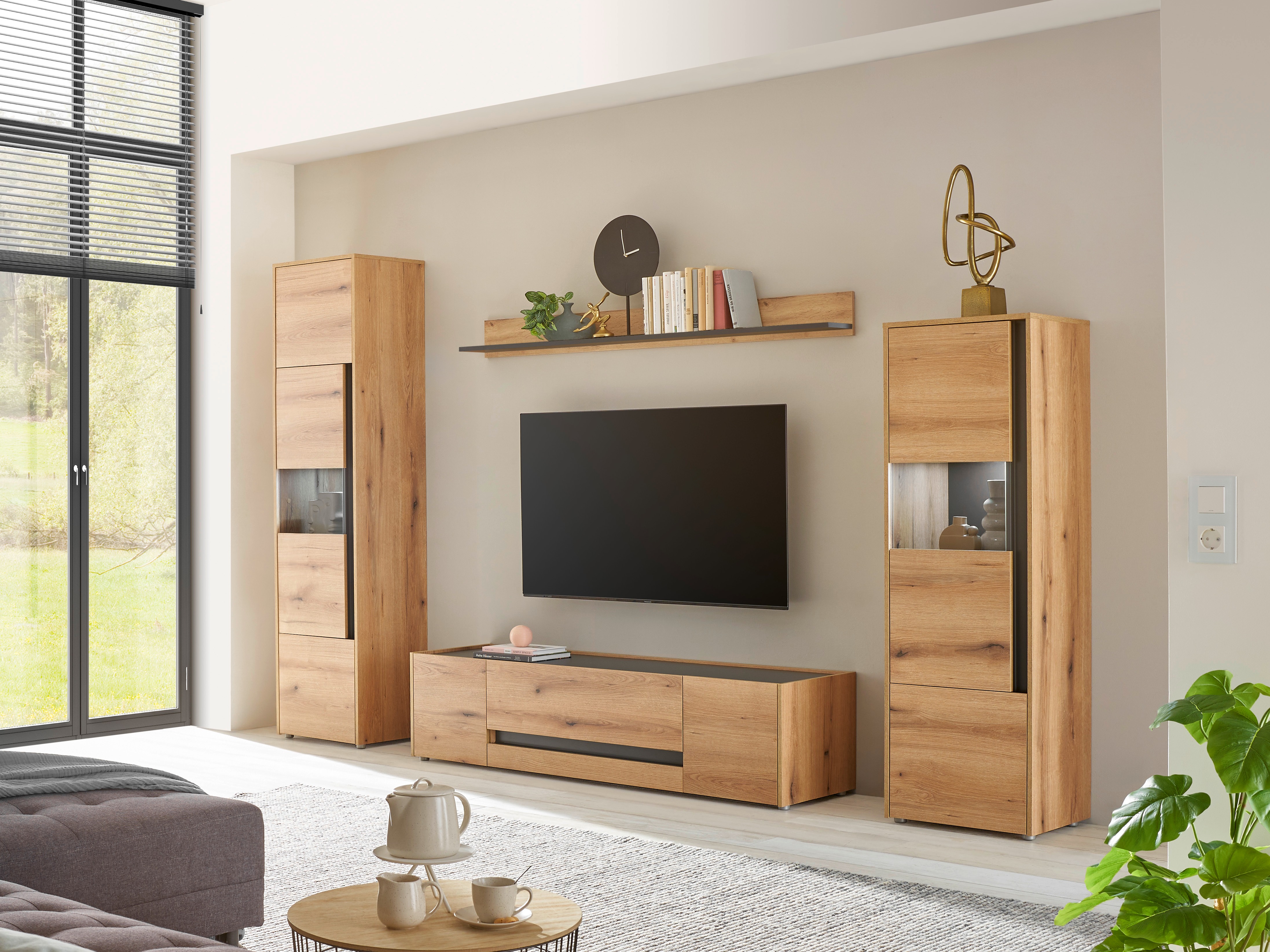 Set za dnevnu sobu Elbsori 130 (Hrast + Antracit)