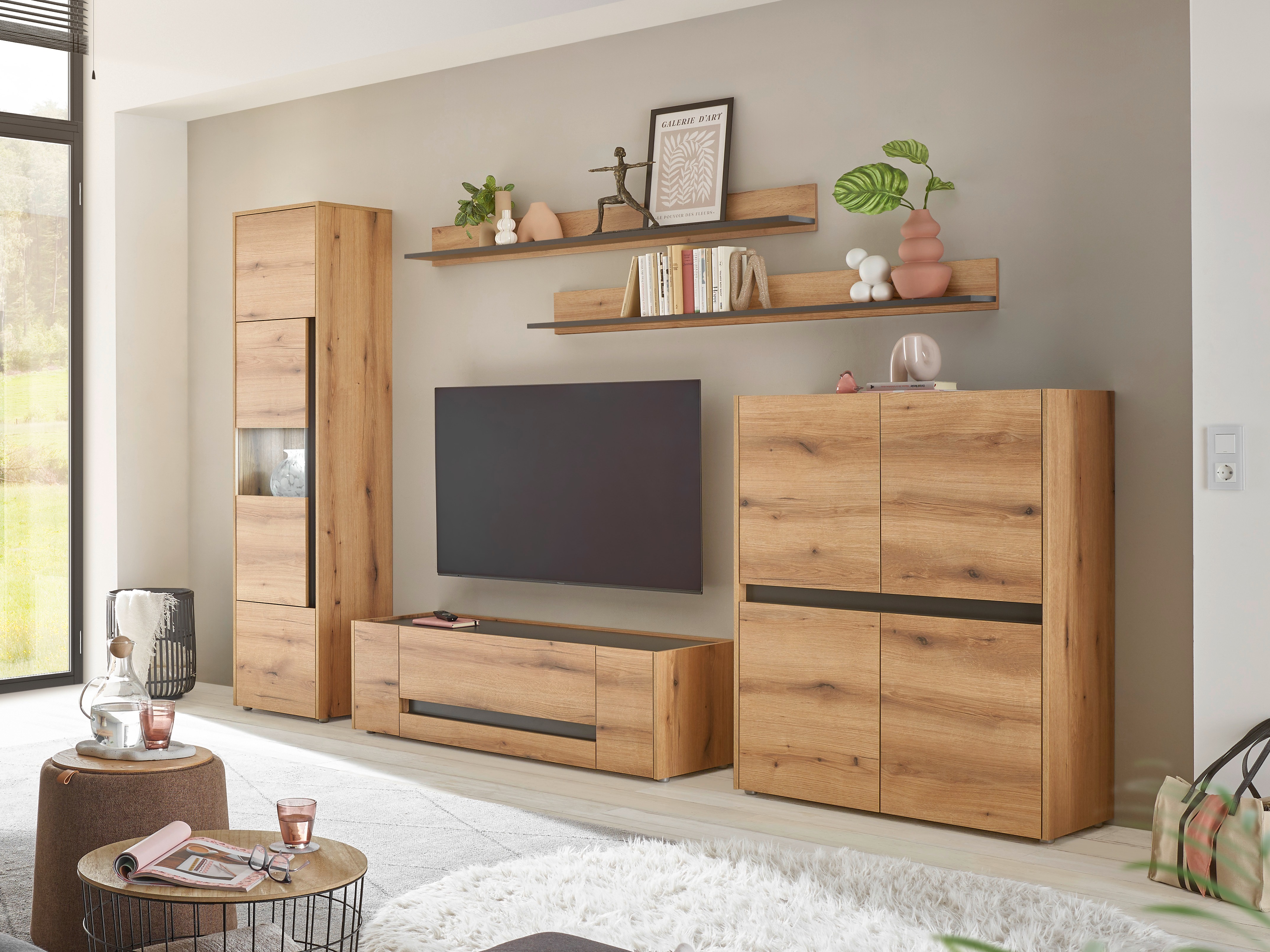Set za dnevnu sobu Elbsori 131 (Hrast + Antracit)