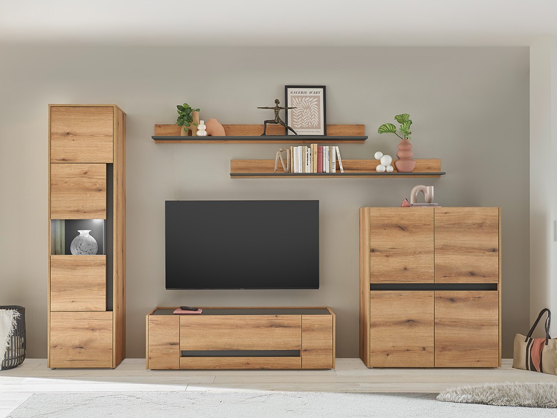 Set za dnevnu sobu Elbsori 131 (Hrast + Antracit)