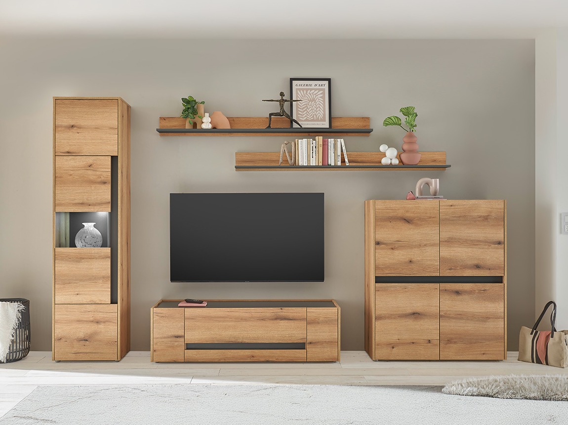 Set za dnevnu sobu Elbsori 131 (Hrast + Antracit)