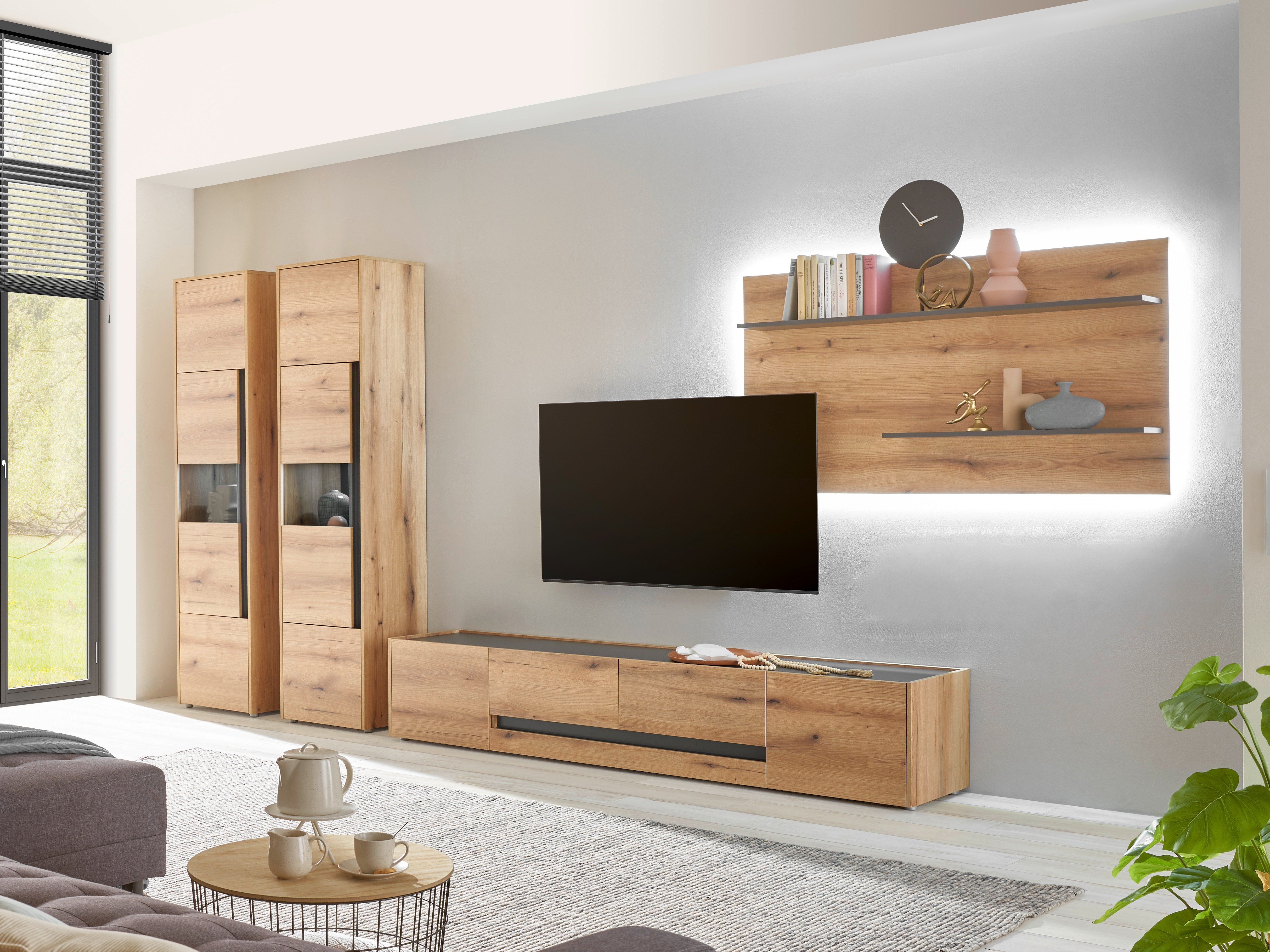 Set za dnevnu sobu Elbsori 132 (Hrast + Antracit)