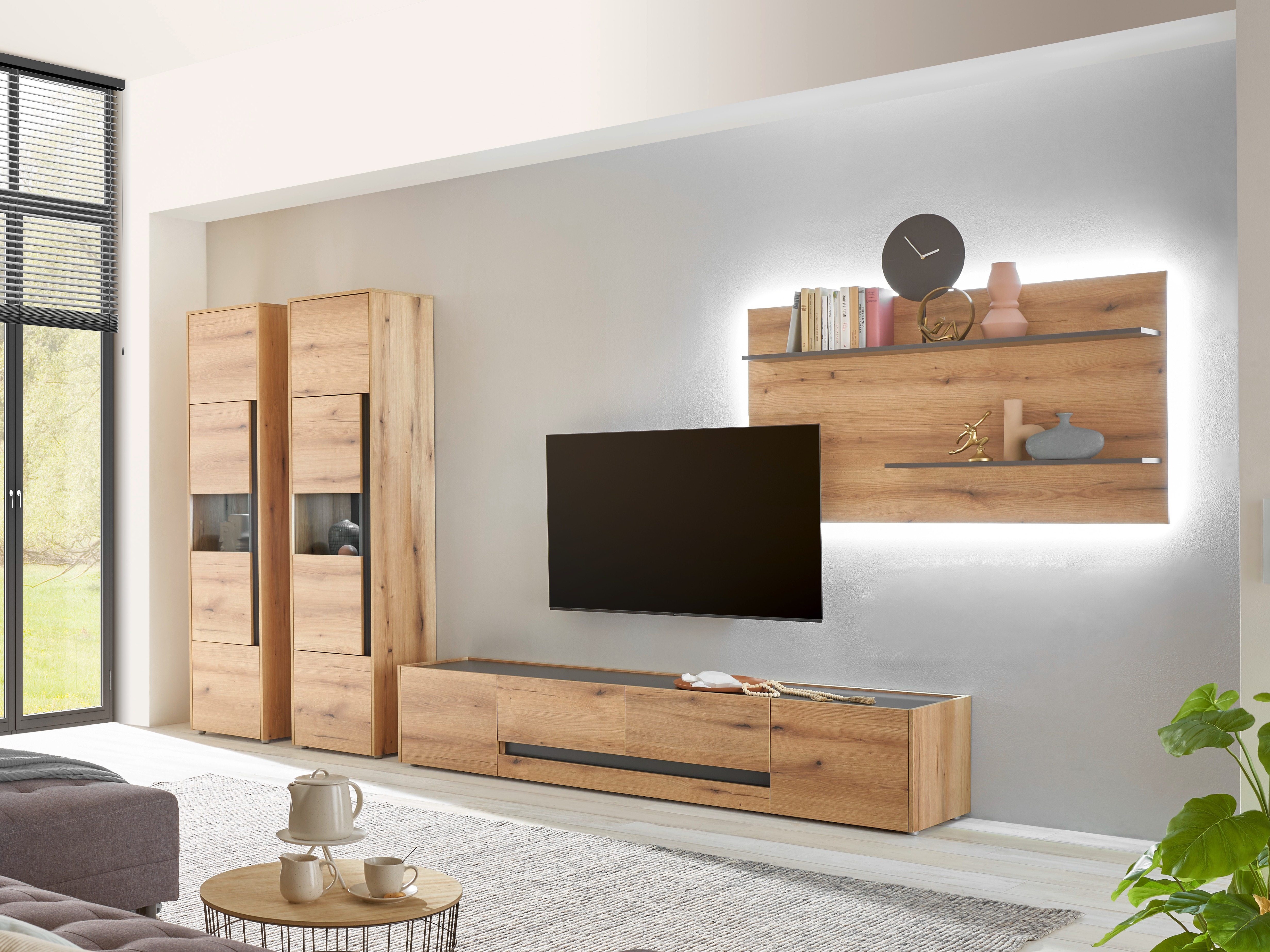 Set za dnevnu sobu Elbsori 132 (Hrast + Antracit)