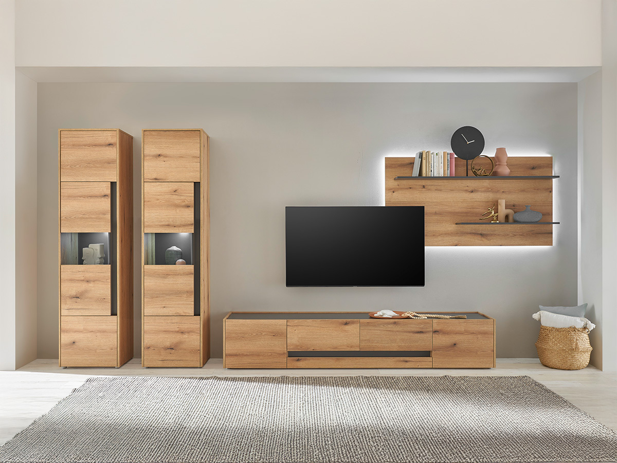 Set za dnevnu sobu Elbsori 132 (Hrast + Antracit)