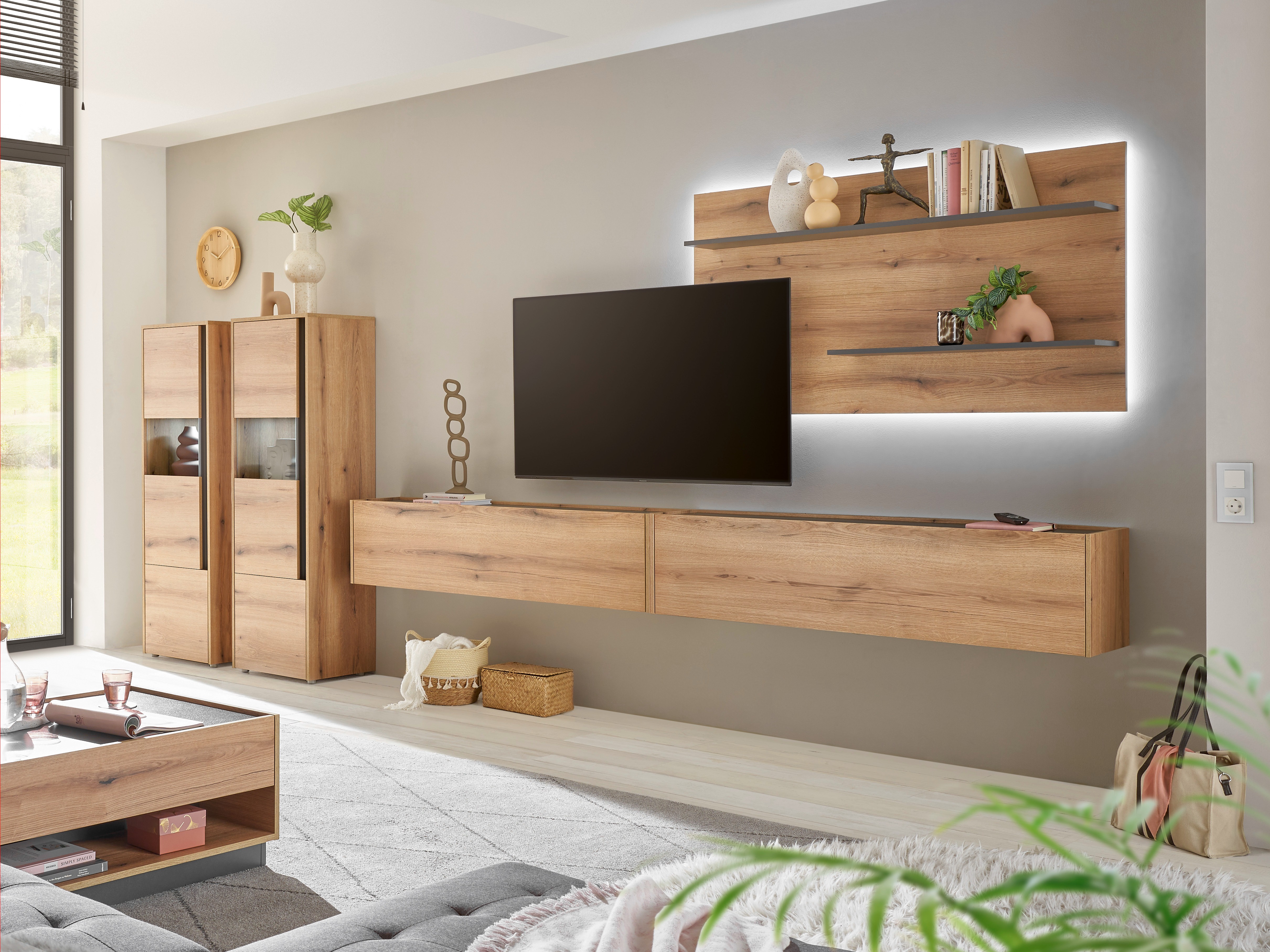 Set za dnevnu sobu Elbsori 135 (Hrast + Antracit)