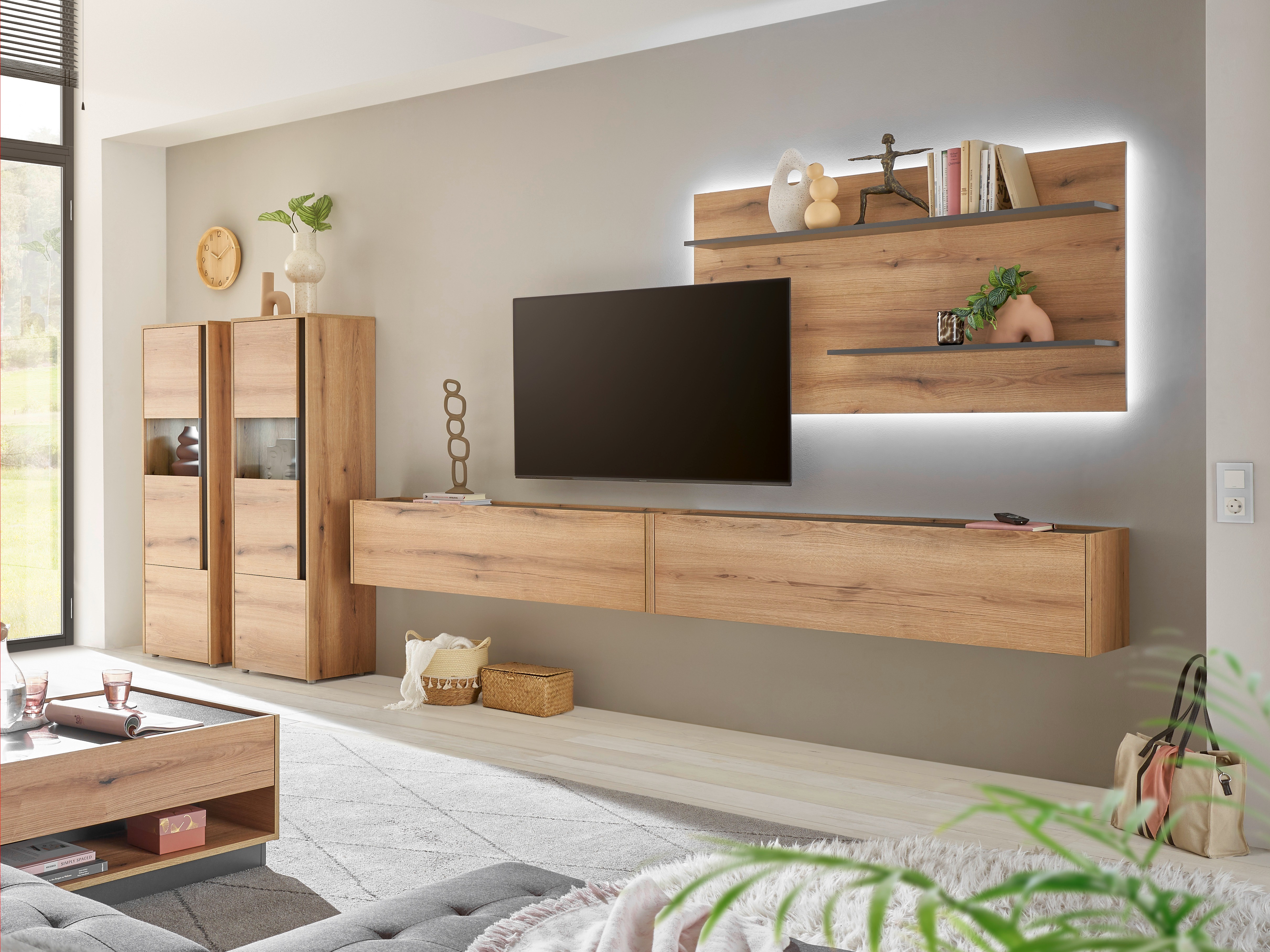 Set za dnevnu sobu Elbsori 135 (Hrast + Antracit)