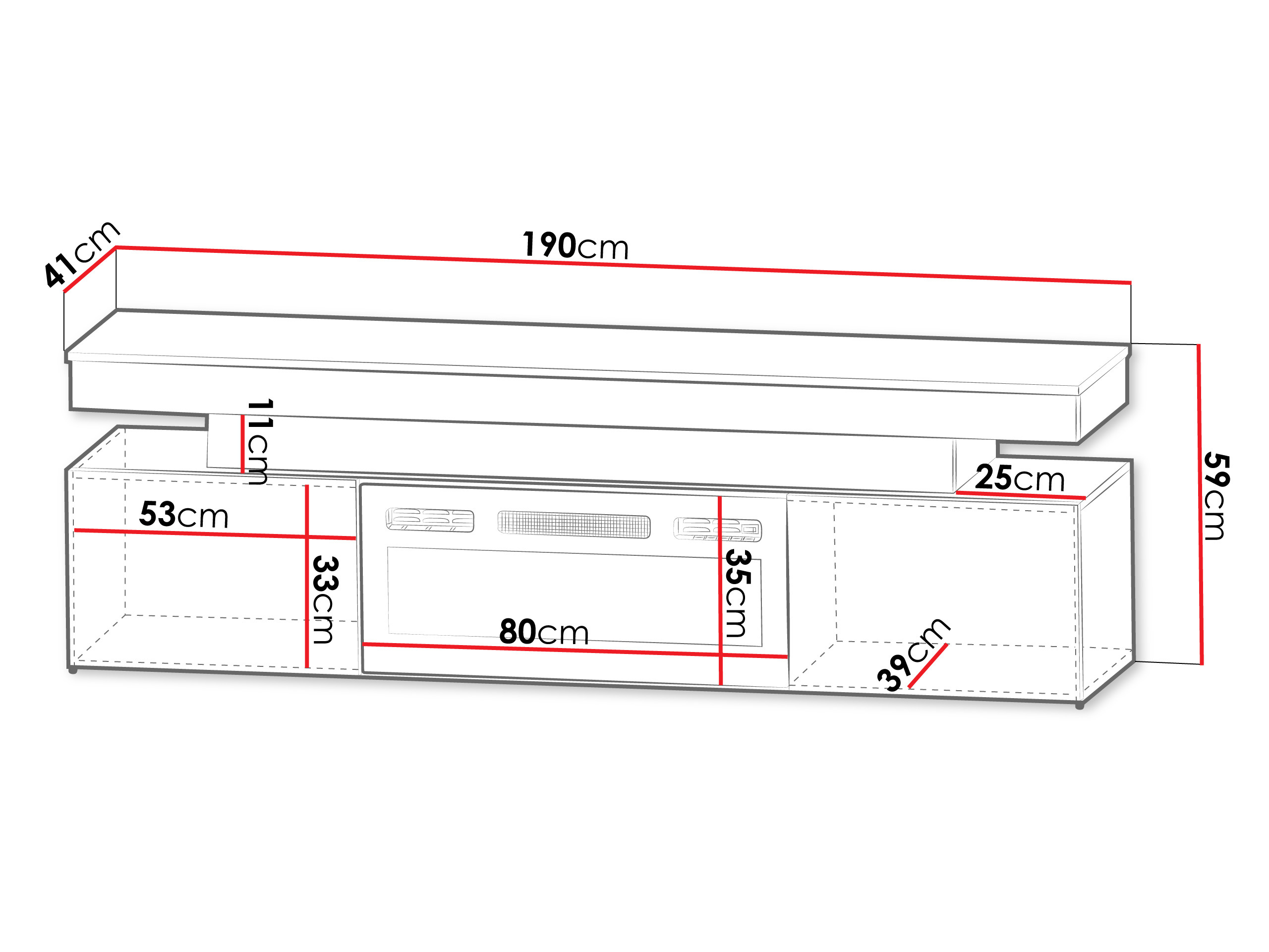 TV sto Monfero 104 (Crno + Crna visoki sjaj)