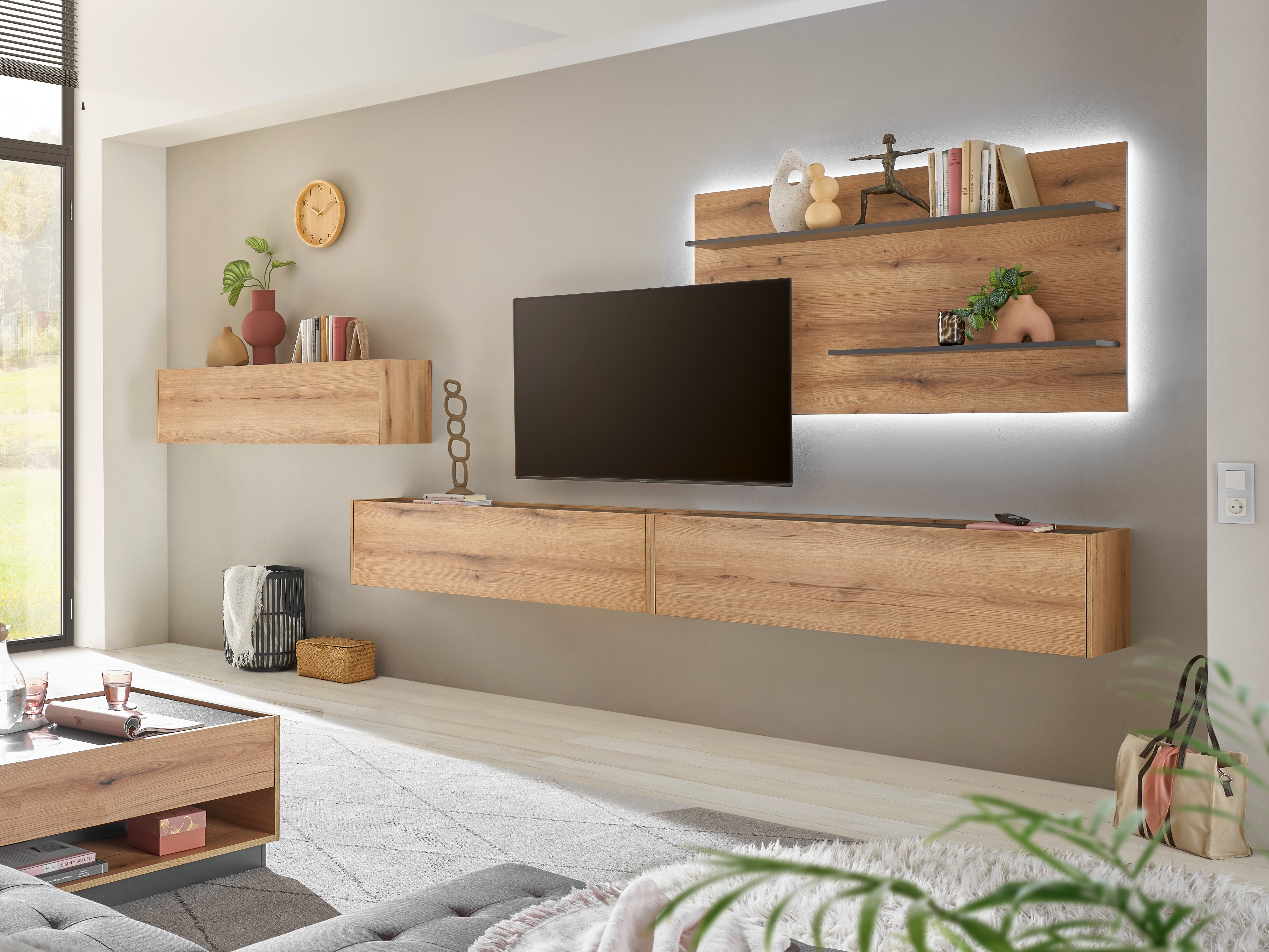 Set za dnevnu sobu Elbsori 121 (Hrast + Antracit)