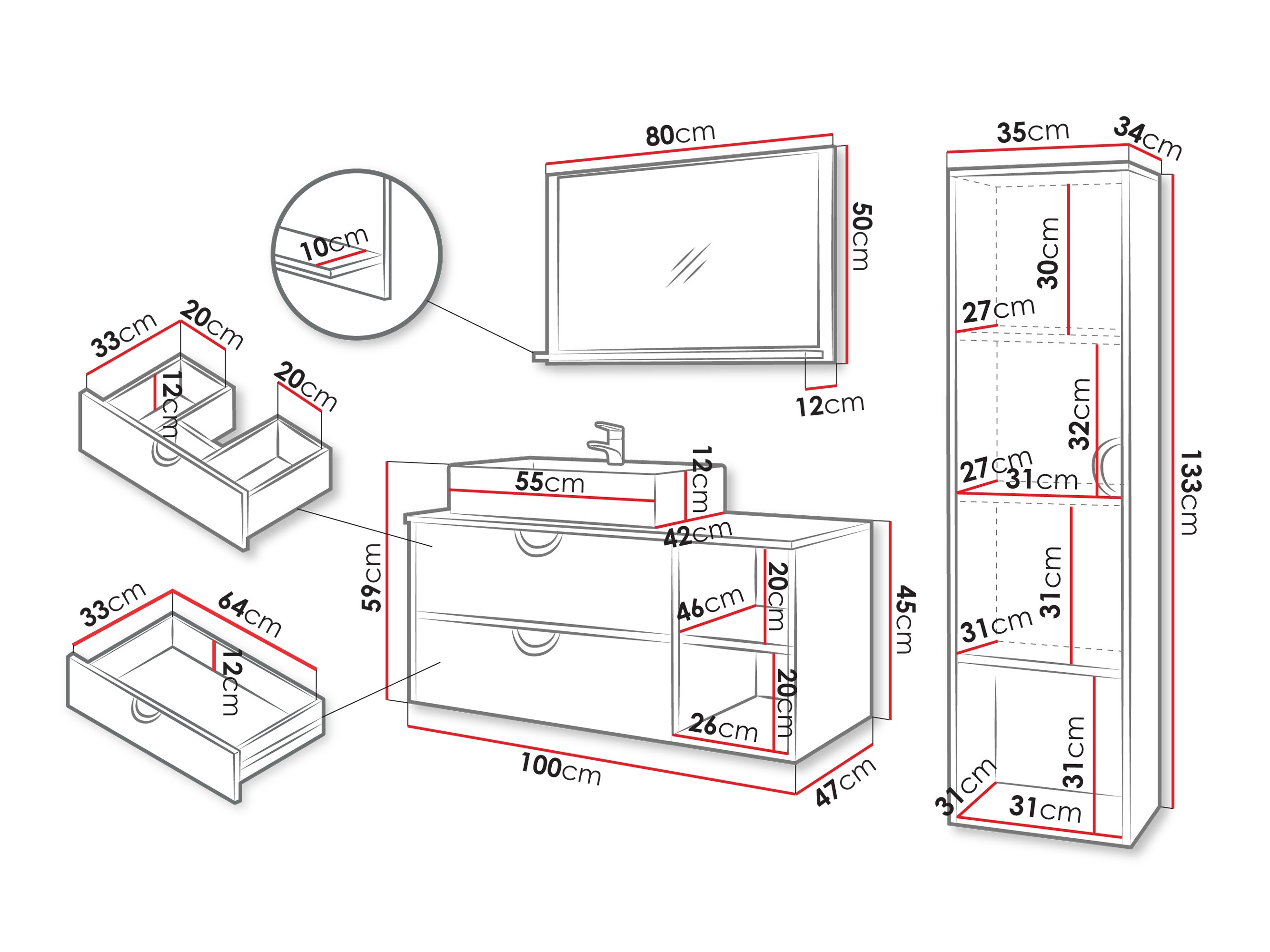 Set za kupatilo Providence 196 (Crno)