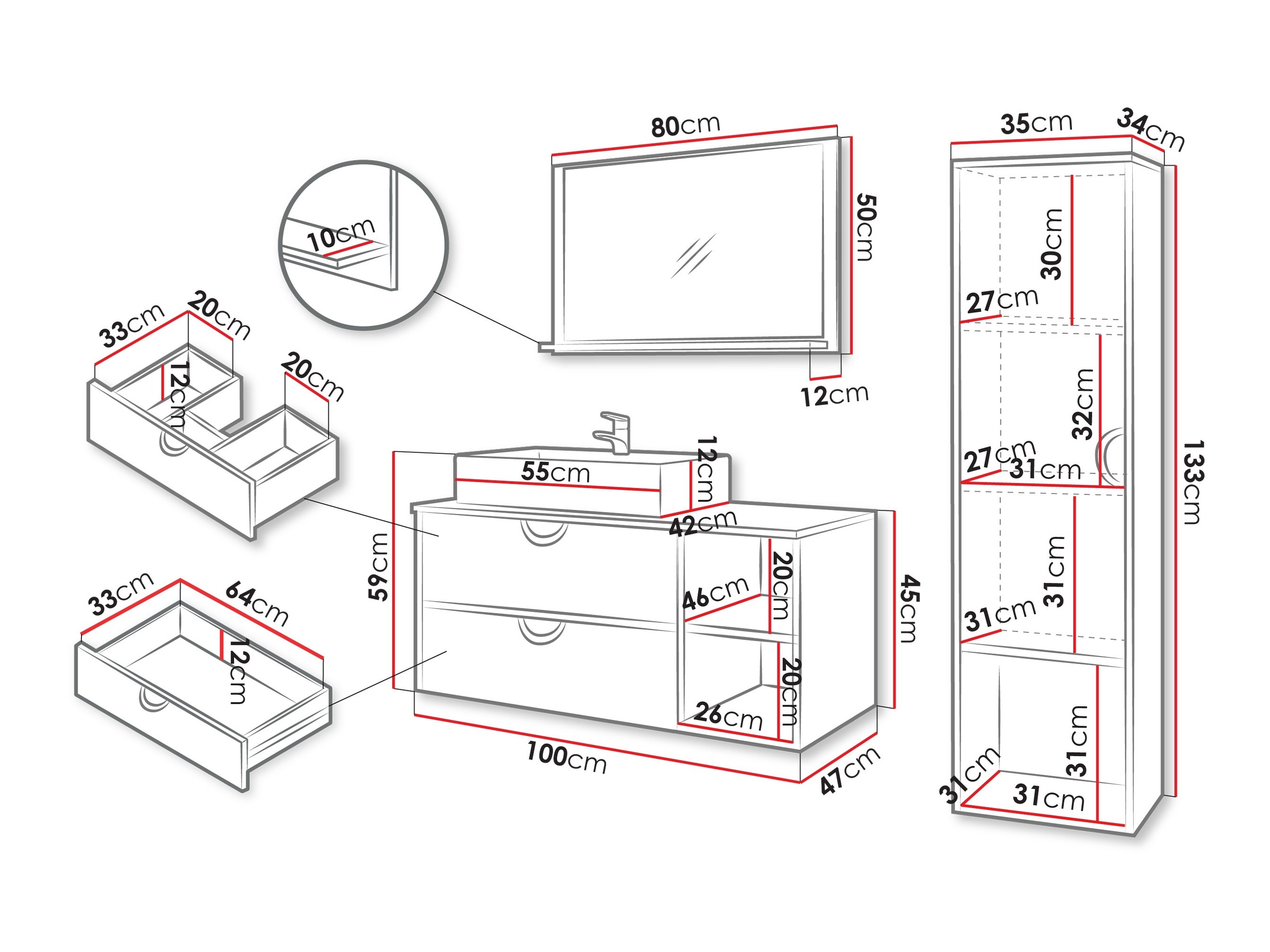 Set za kupatilo Providence 196 (Crno)
