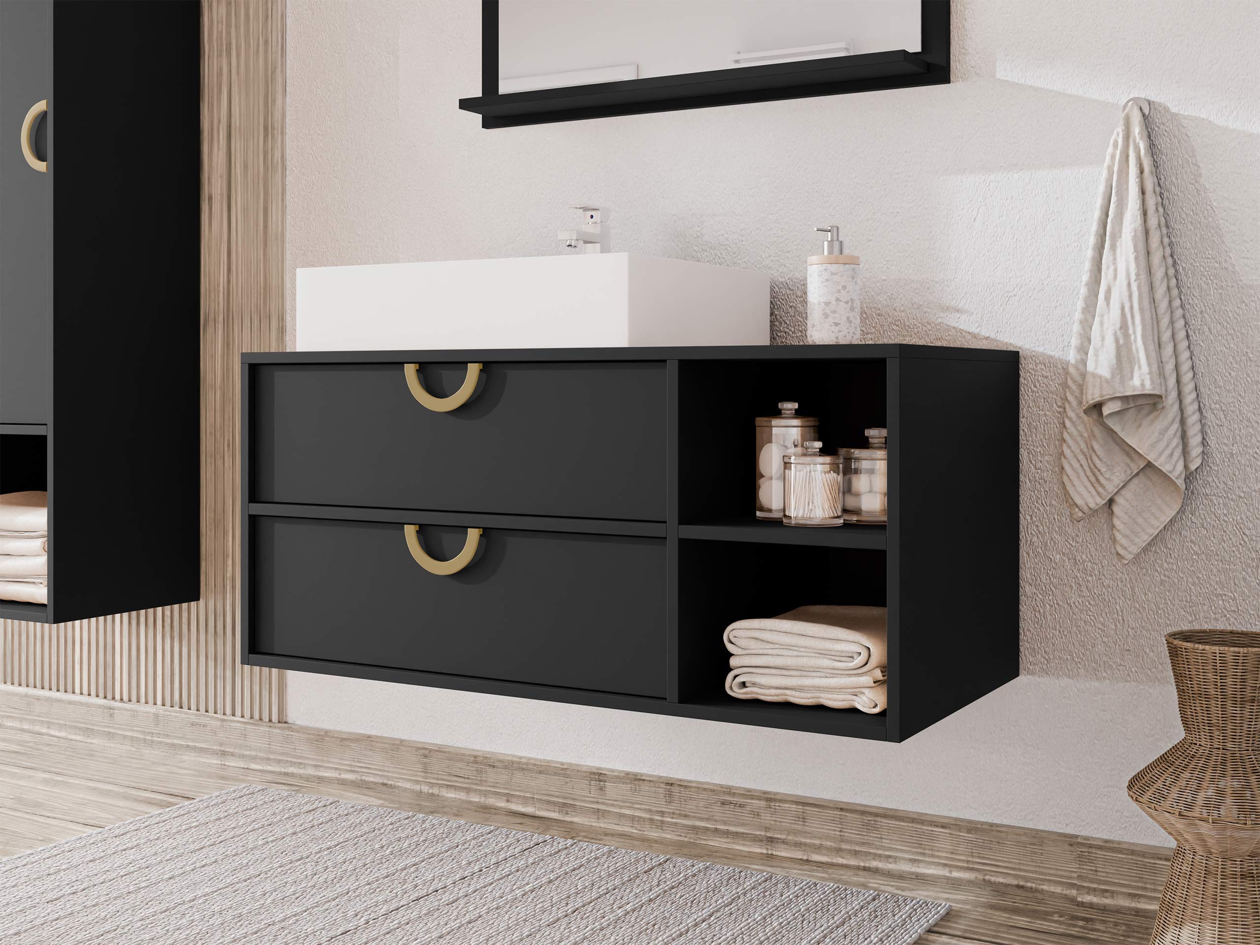 Viseći kupatilski element za lavabo Providence 193 (Crno)