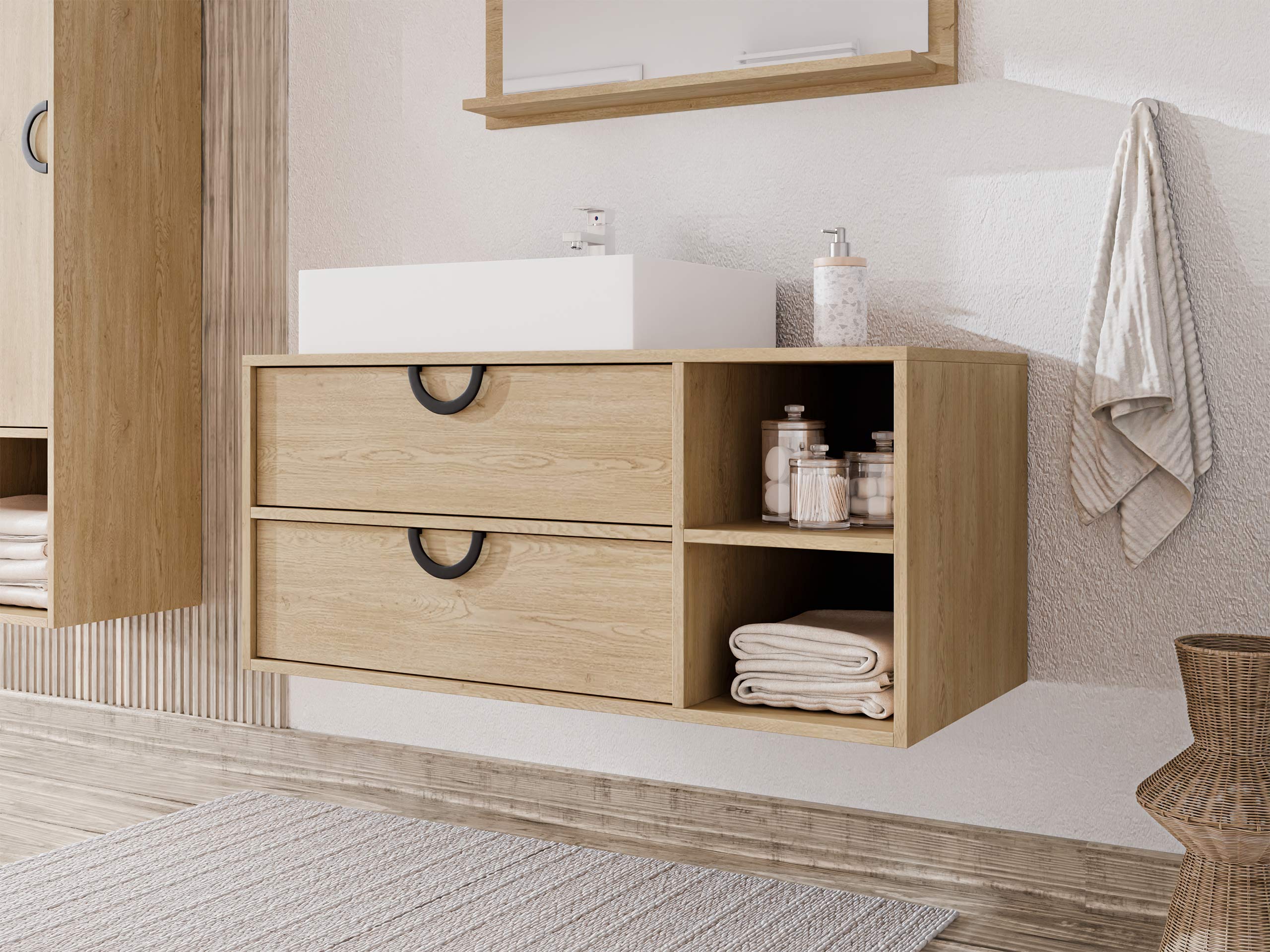 Viseći kupatilski element za lavabo Providence 193 (Hrast)