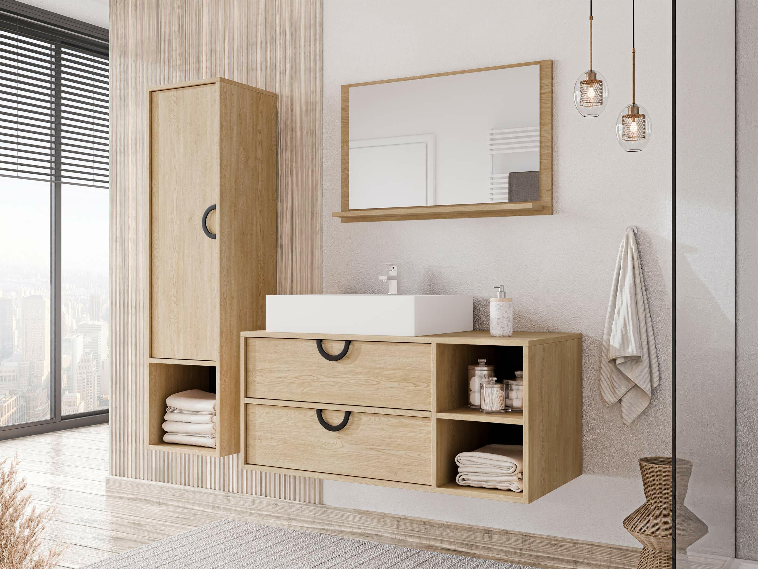 Viseći kupatilski element za lavabo Providence 193 (Hrast)