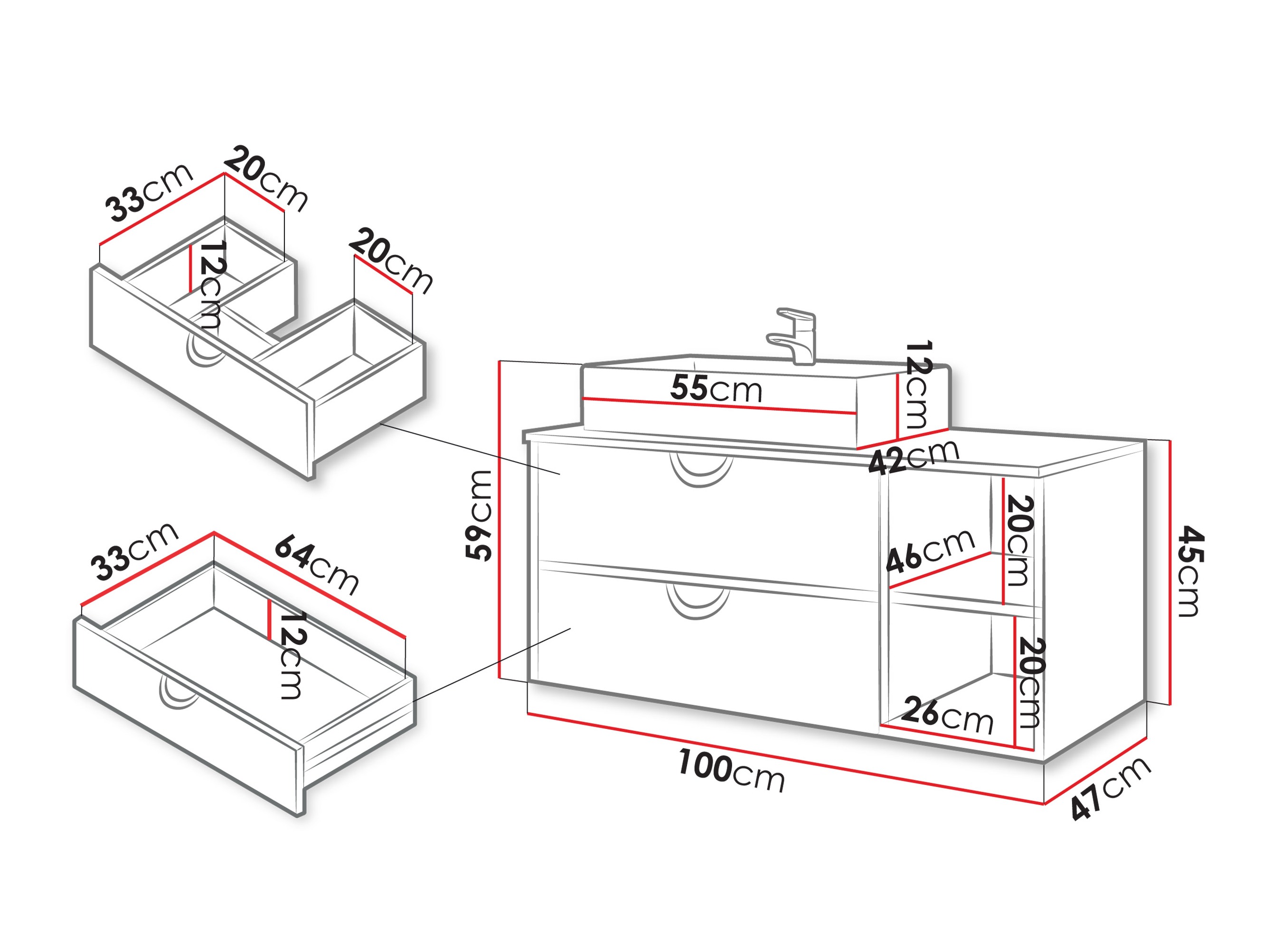 Viseći kupatilski element za lavabo Providence 193 (Kašmir)