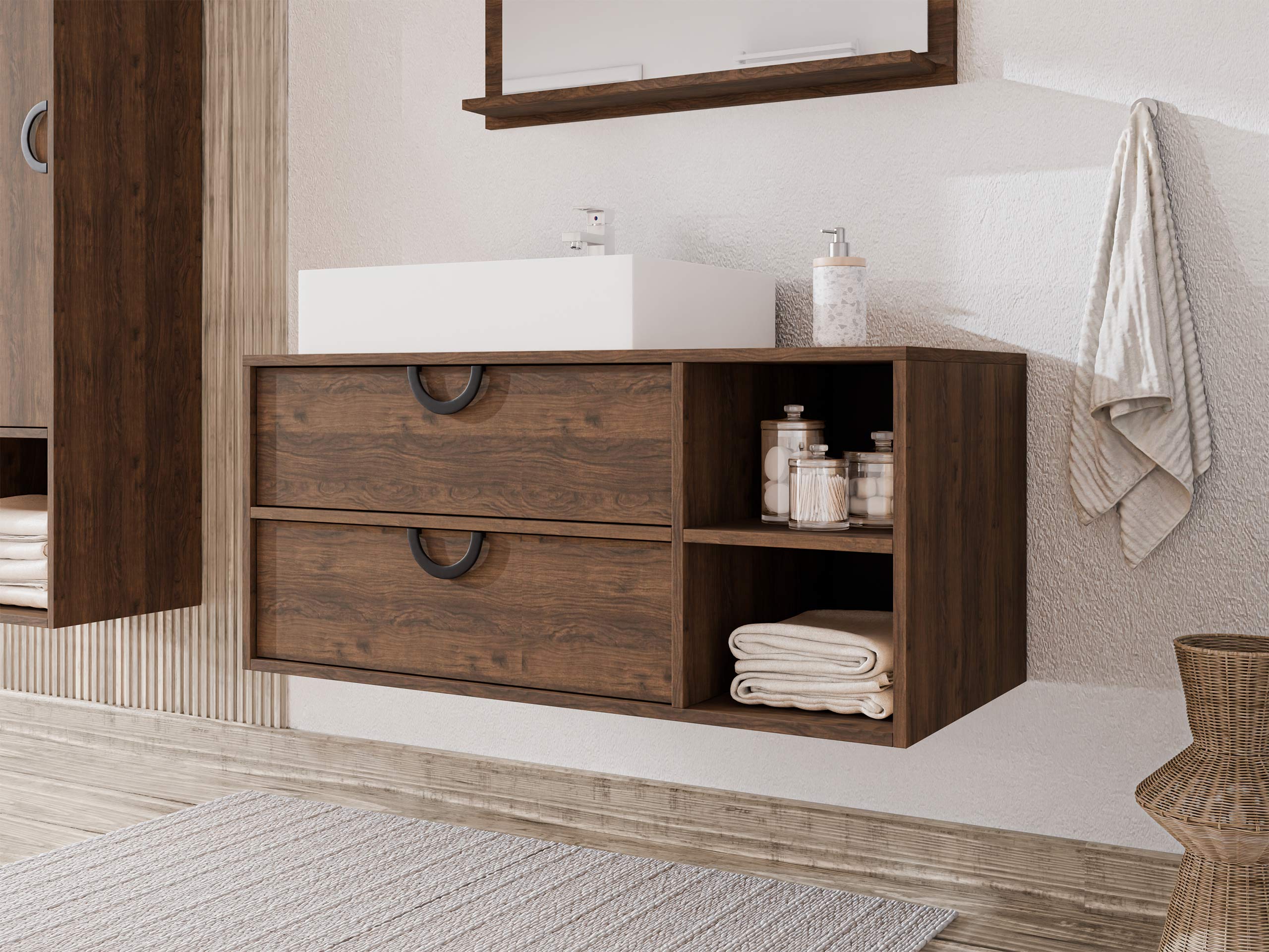 Viseći kupatilski element za lavabo Providence 193 (Orah)