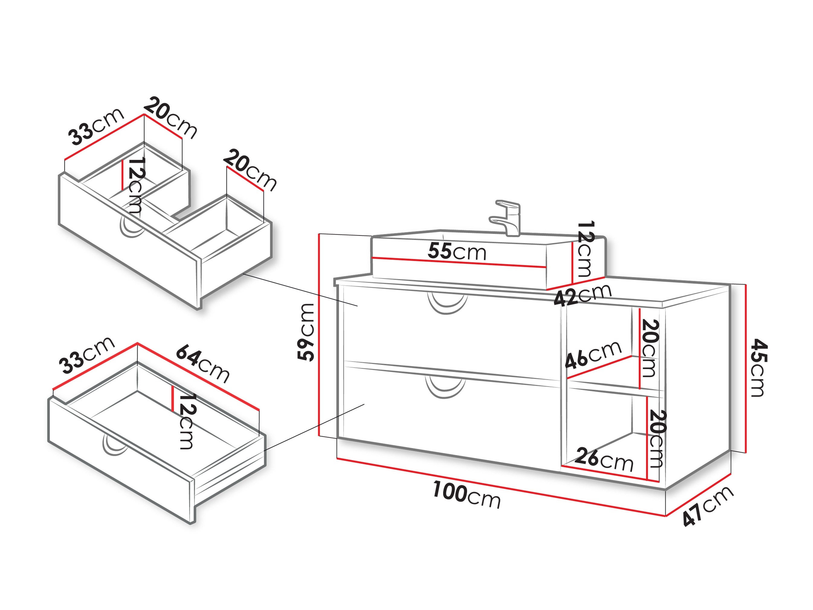 Viseći kupatilski element za lavabo Providence 193 (Orah)