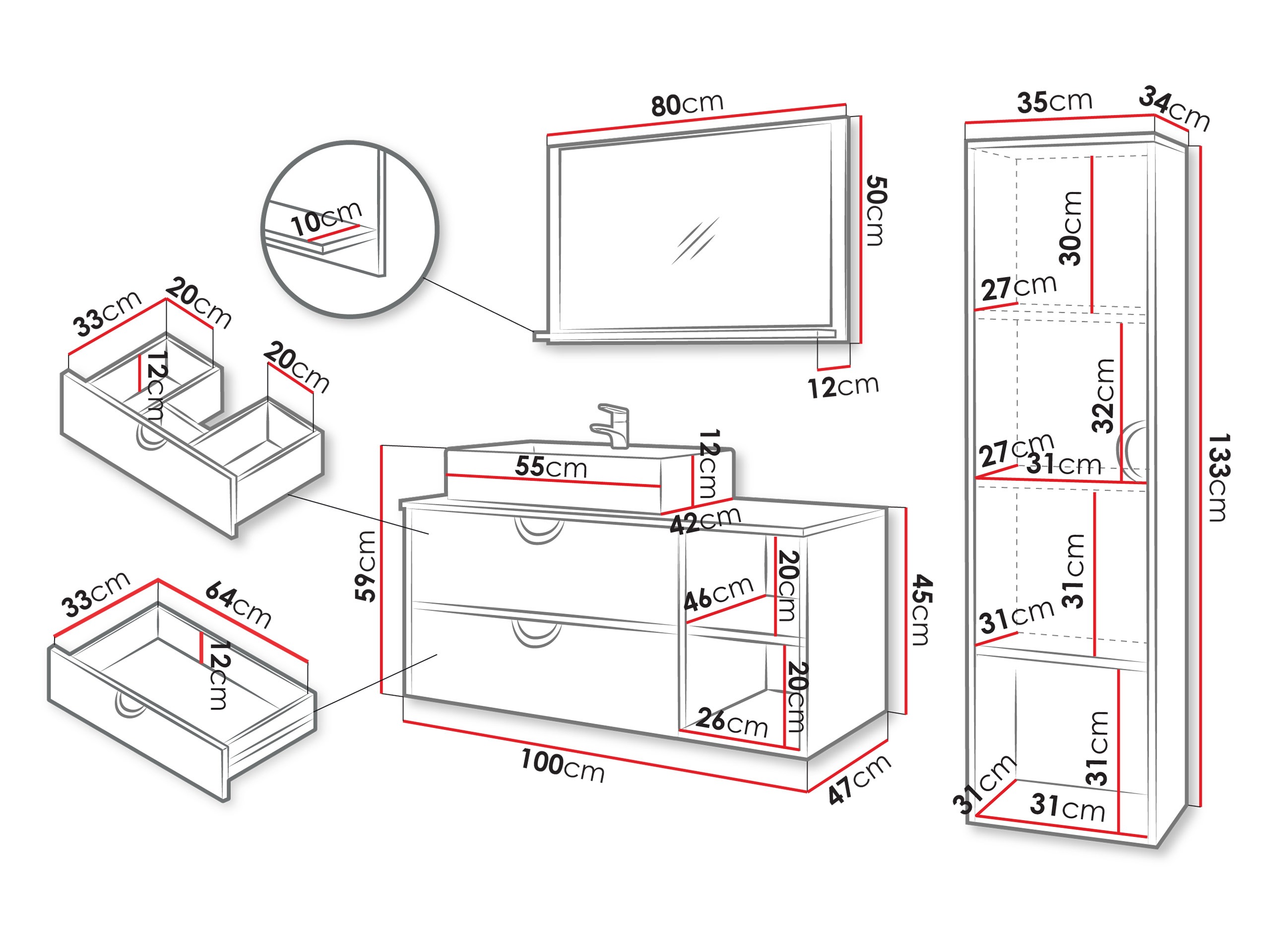 Set za kupatilo Providence 196 (Hrast)