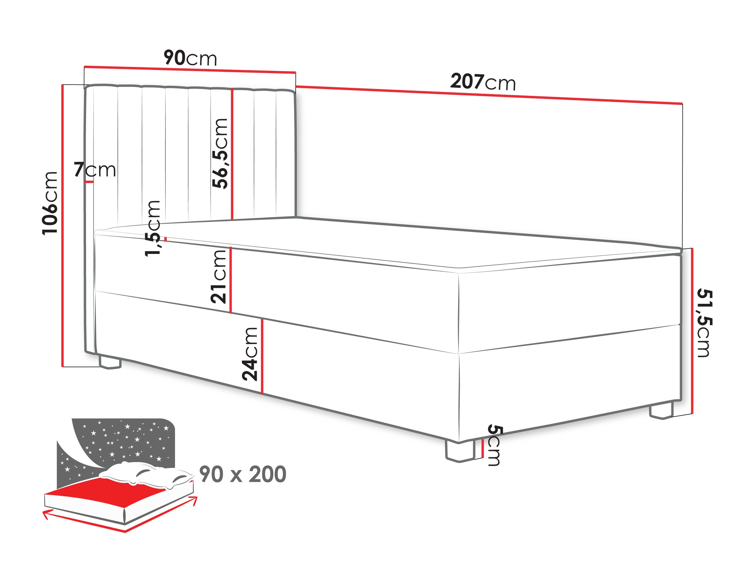 Boxspring krevet Sanford 108 (Manila 16)