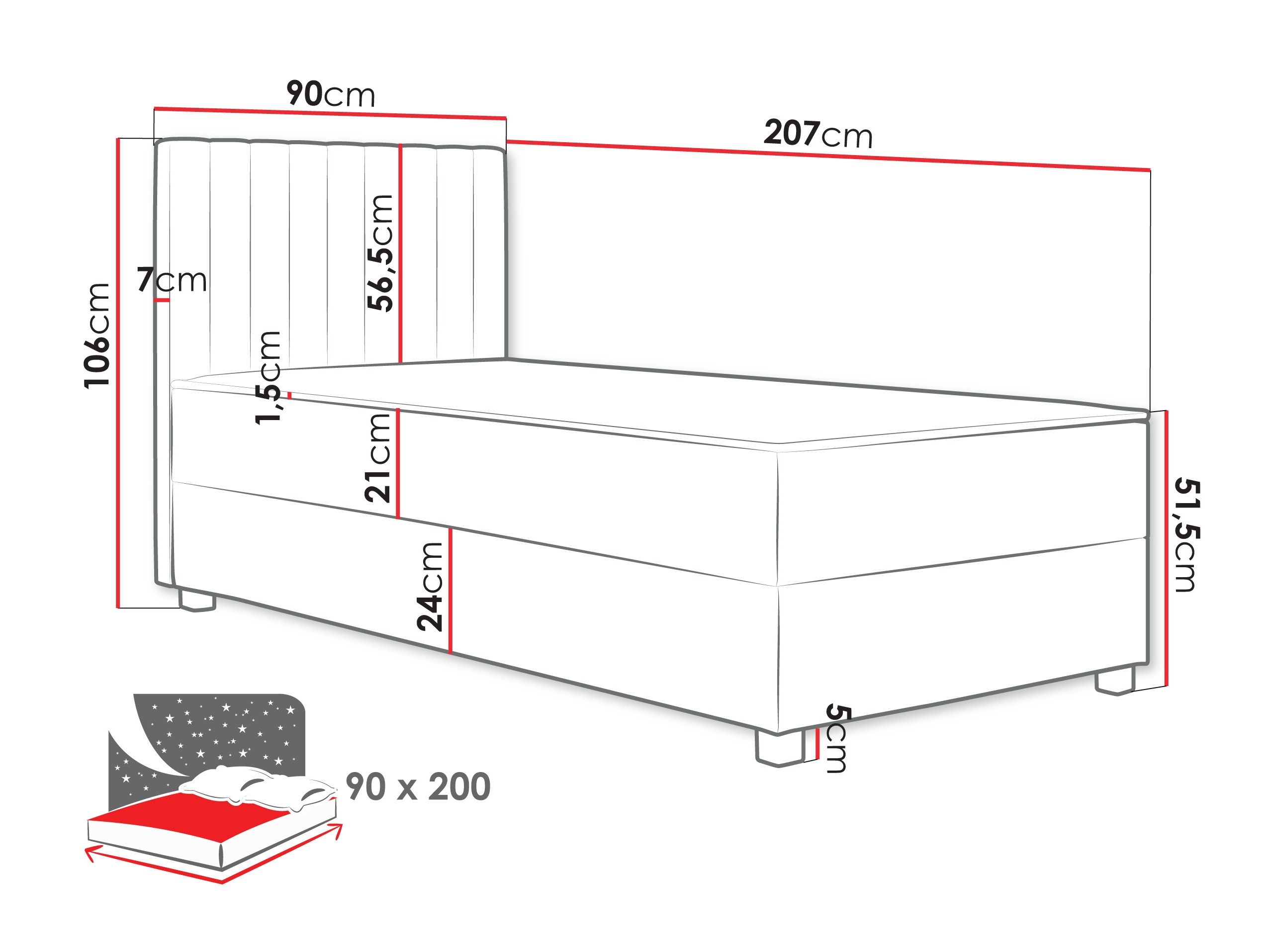 Boxspring krevet Sanford 108 (Manila 26)