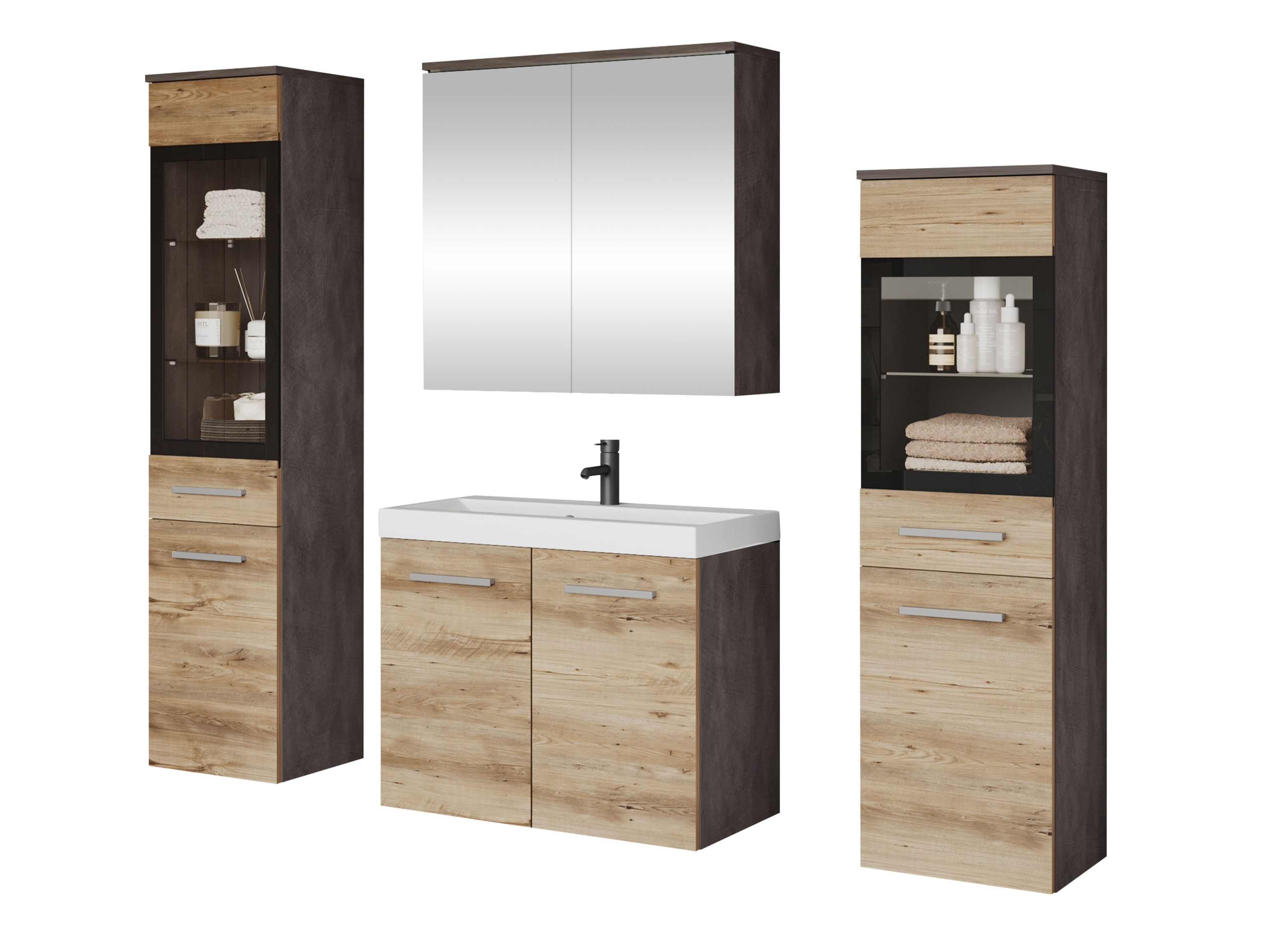 Set za kupatilo Sarasota 140 (Matera siva + Kesten)