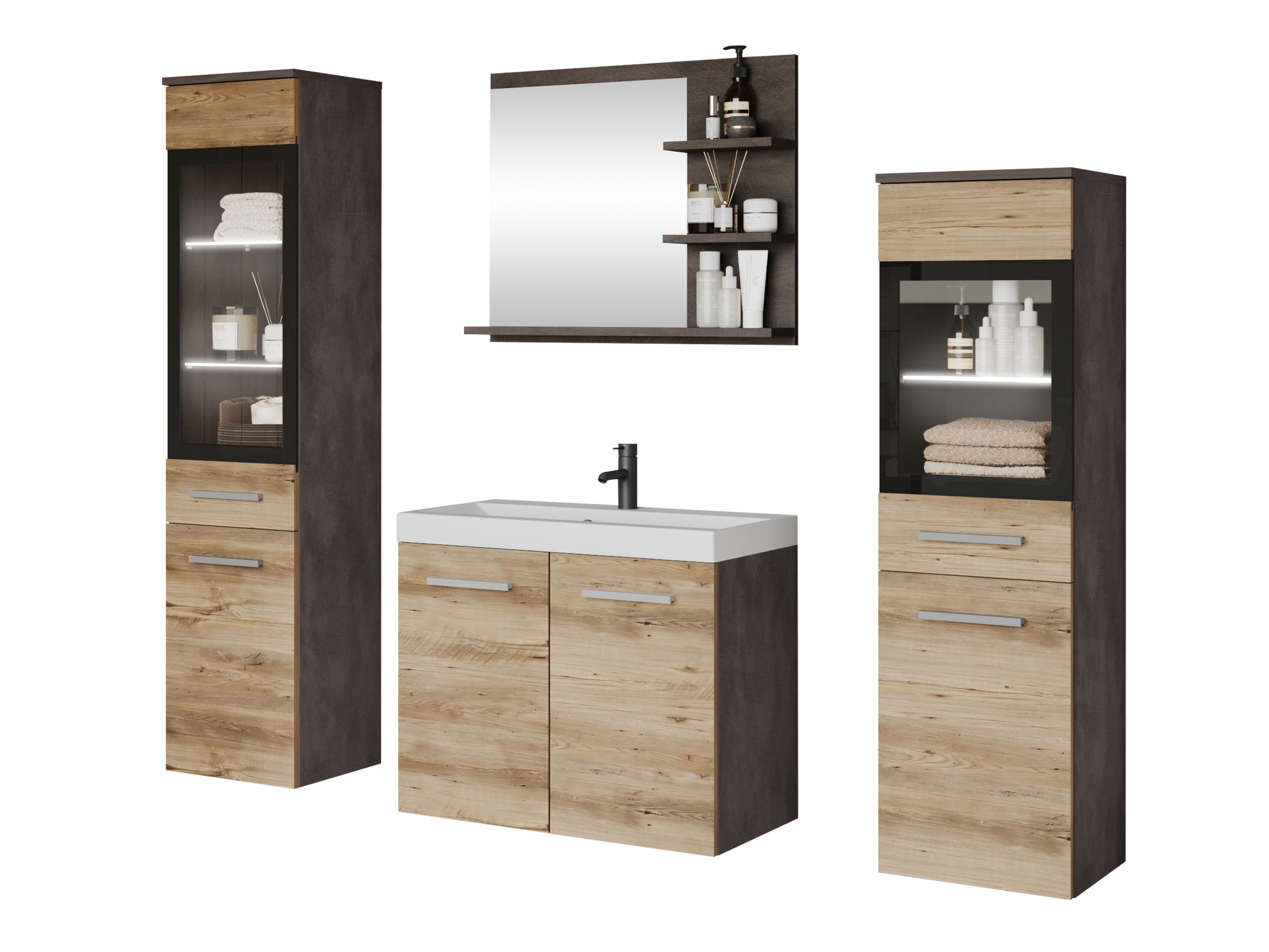 Set za kupatilo Sarasota 141 (Matera siva + Kesten)