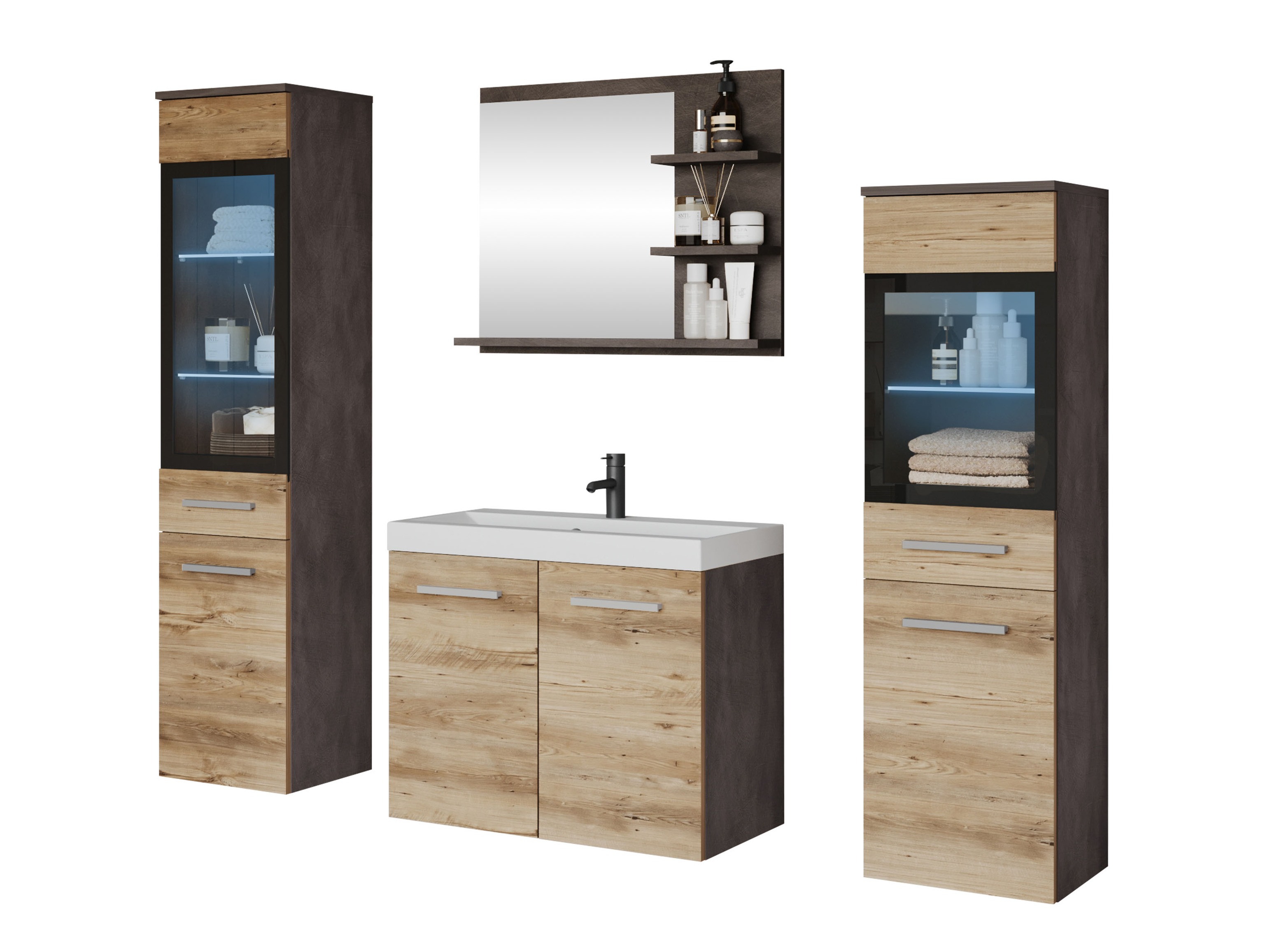 Set za kupatilo Scientia IV (Matera siva + Kesten)