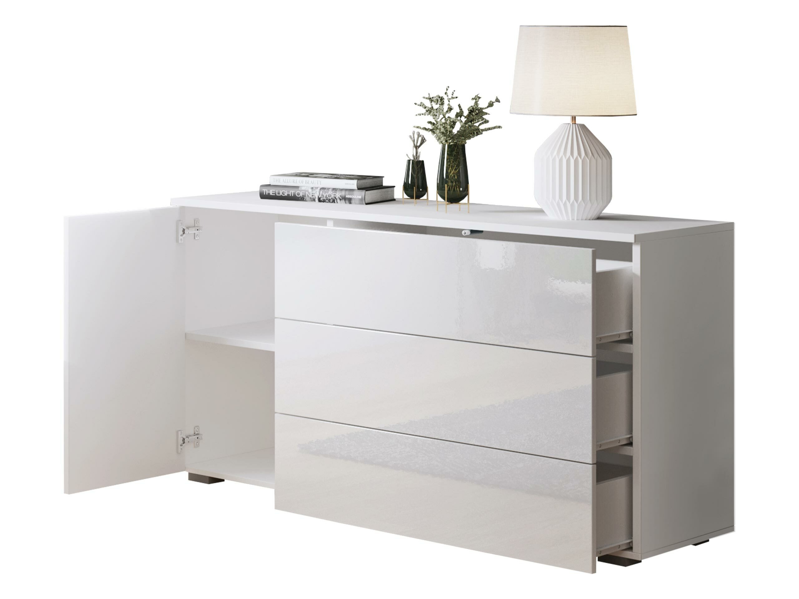 Komoda Sarasota 128 (Hrast Votan + Sjajno belo)