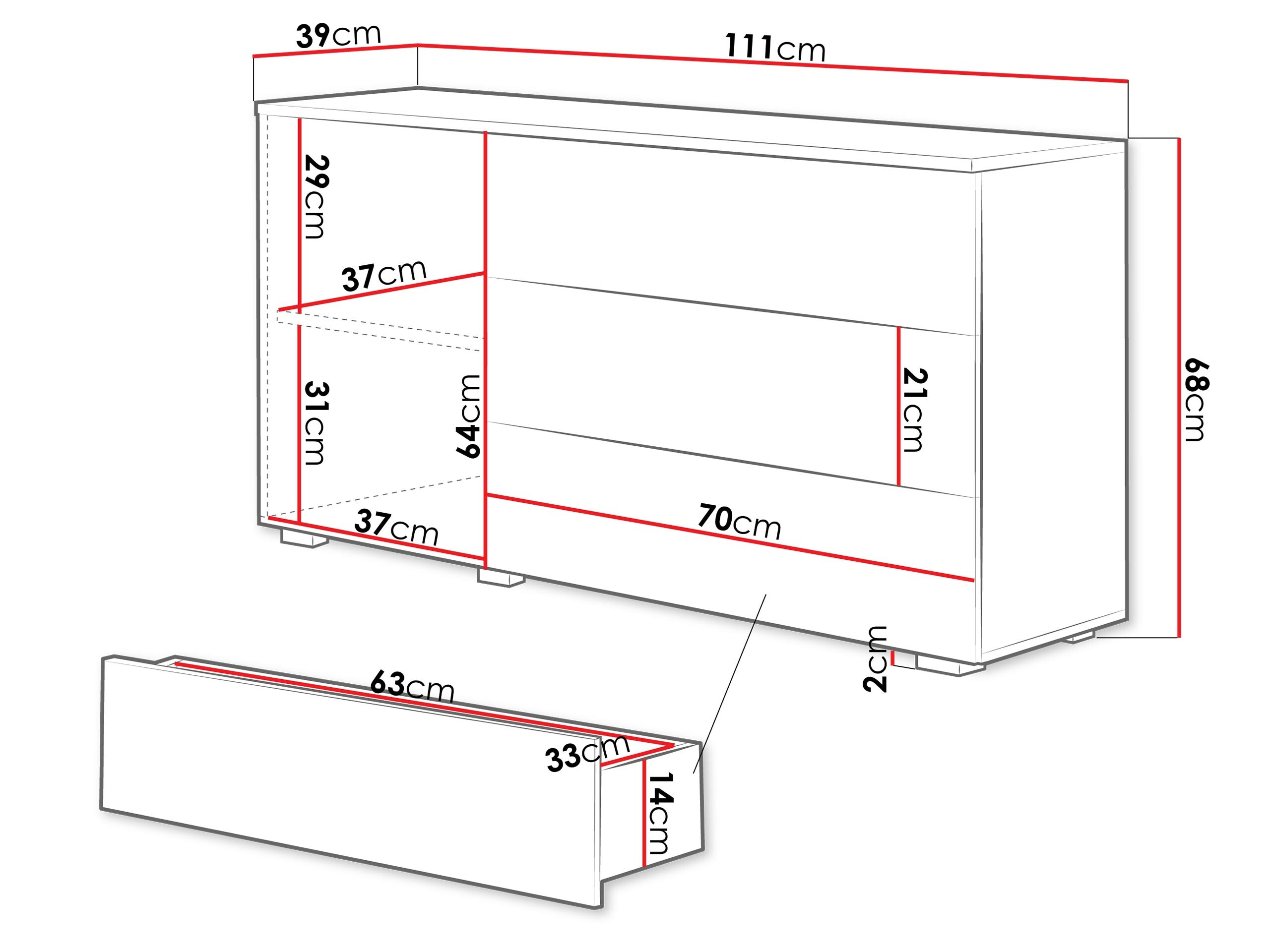 Komoda Sarasota 128 (Matera siva + Kesten)