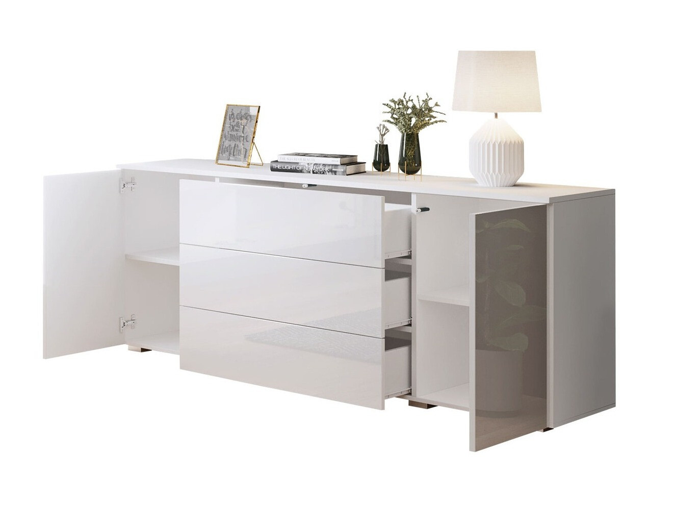 Komoda Sarasota 129 (Hrast Votan + Sjajno belo)