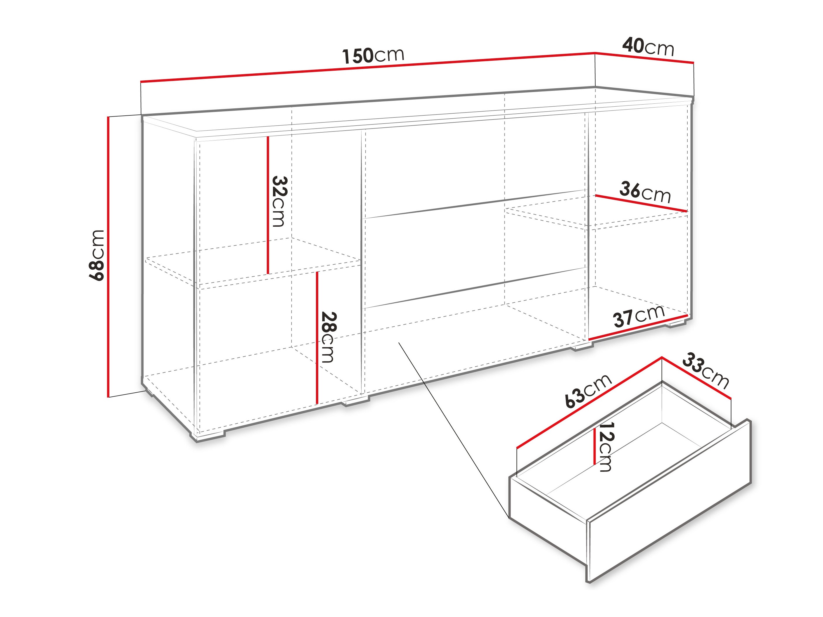 Komoda Sarasota 142 (Glossy gray)