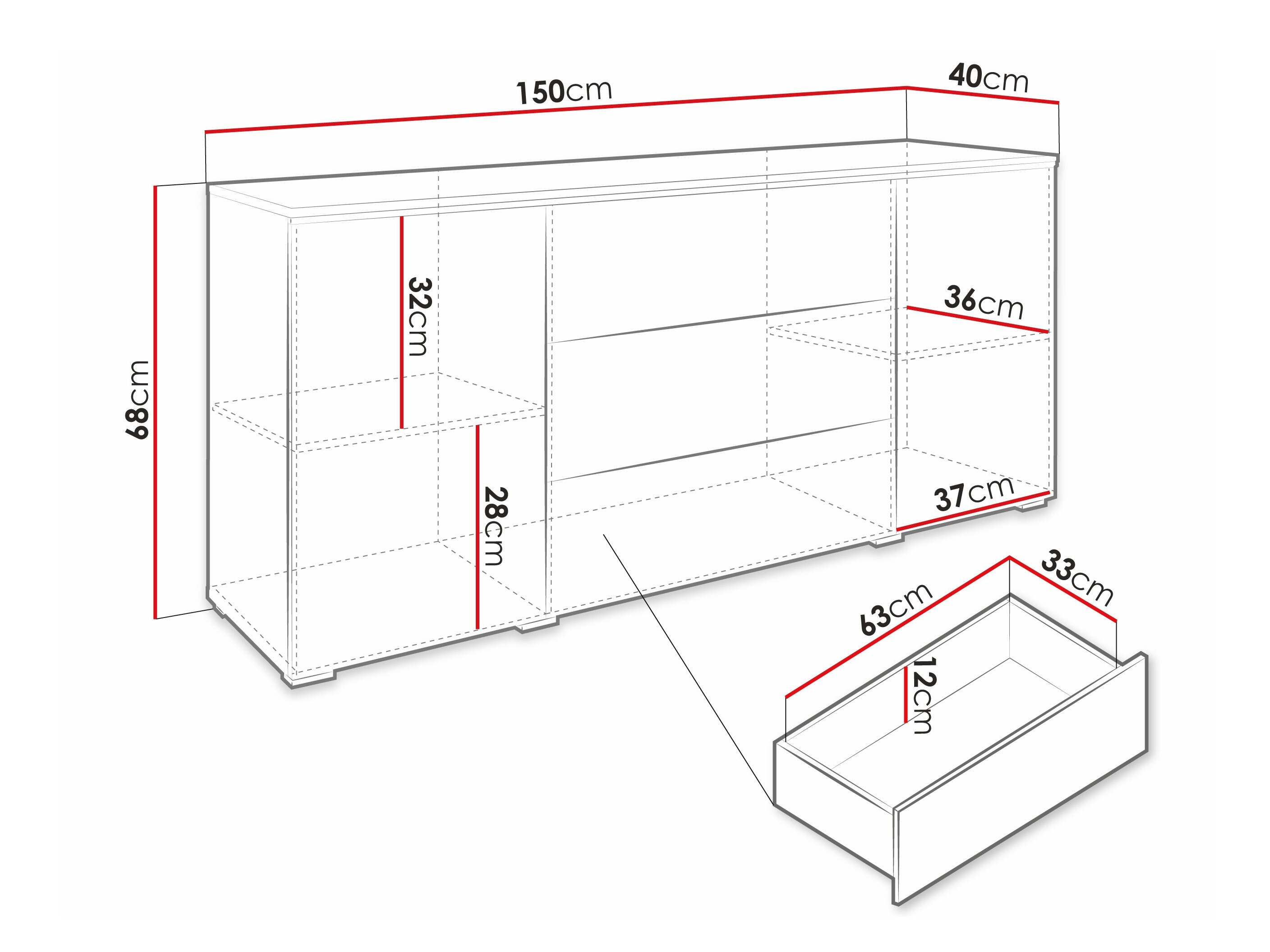 Komoda Sarasota 142 (Matera siva + Kesten)