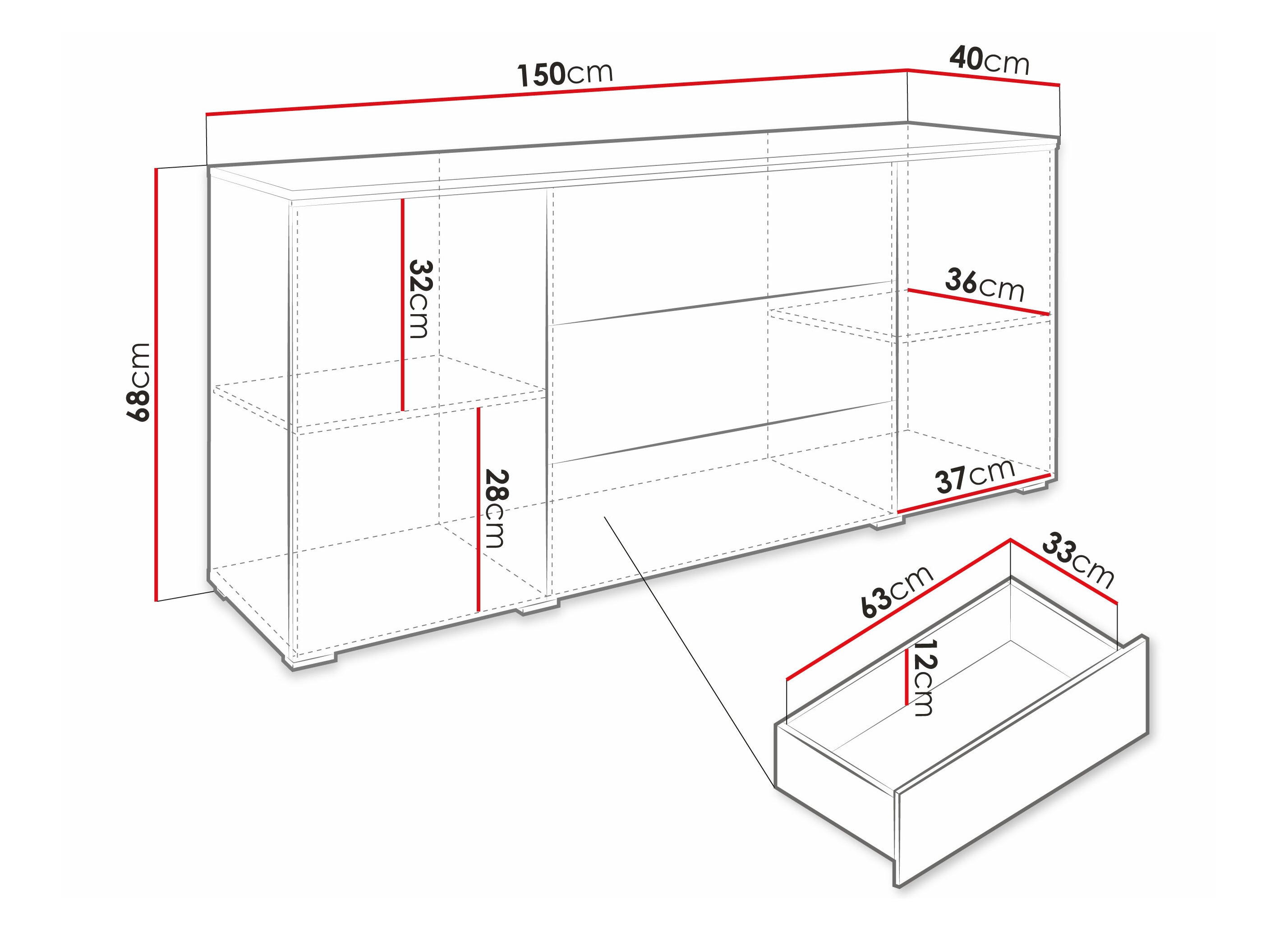 Komoda Sarasota 142 (Matera siva + Kesten)