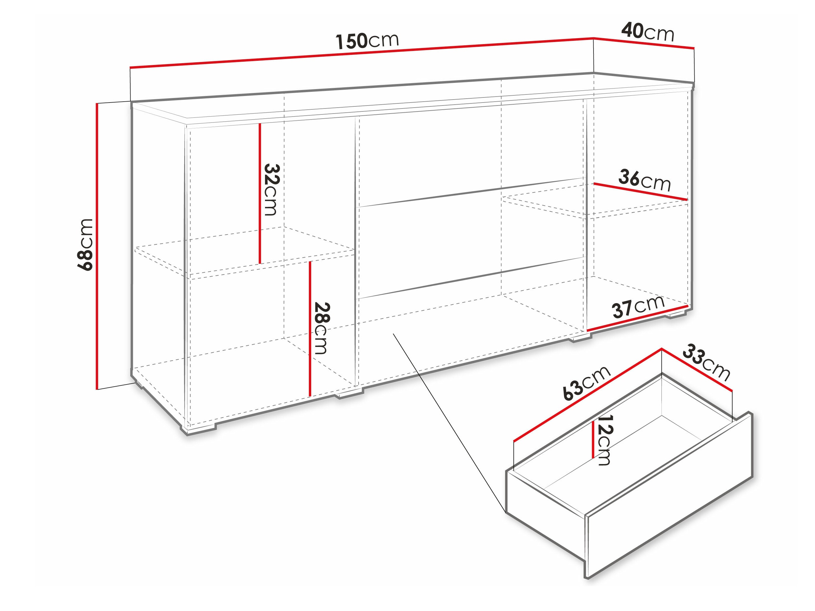 Komoda Sarasota 142 (Sivo)