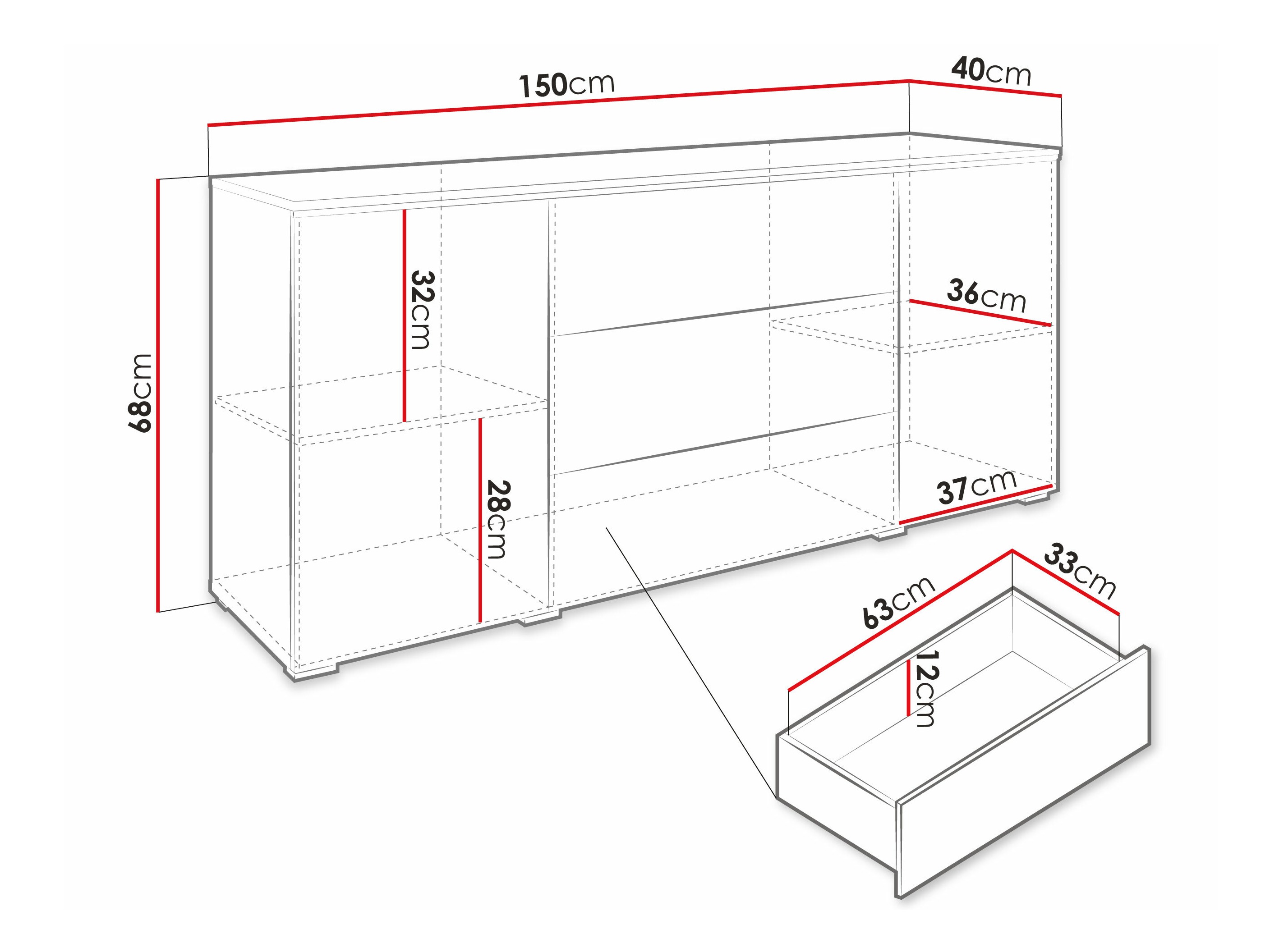 Komoda Sarasota 142 (Sivo)