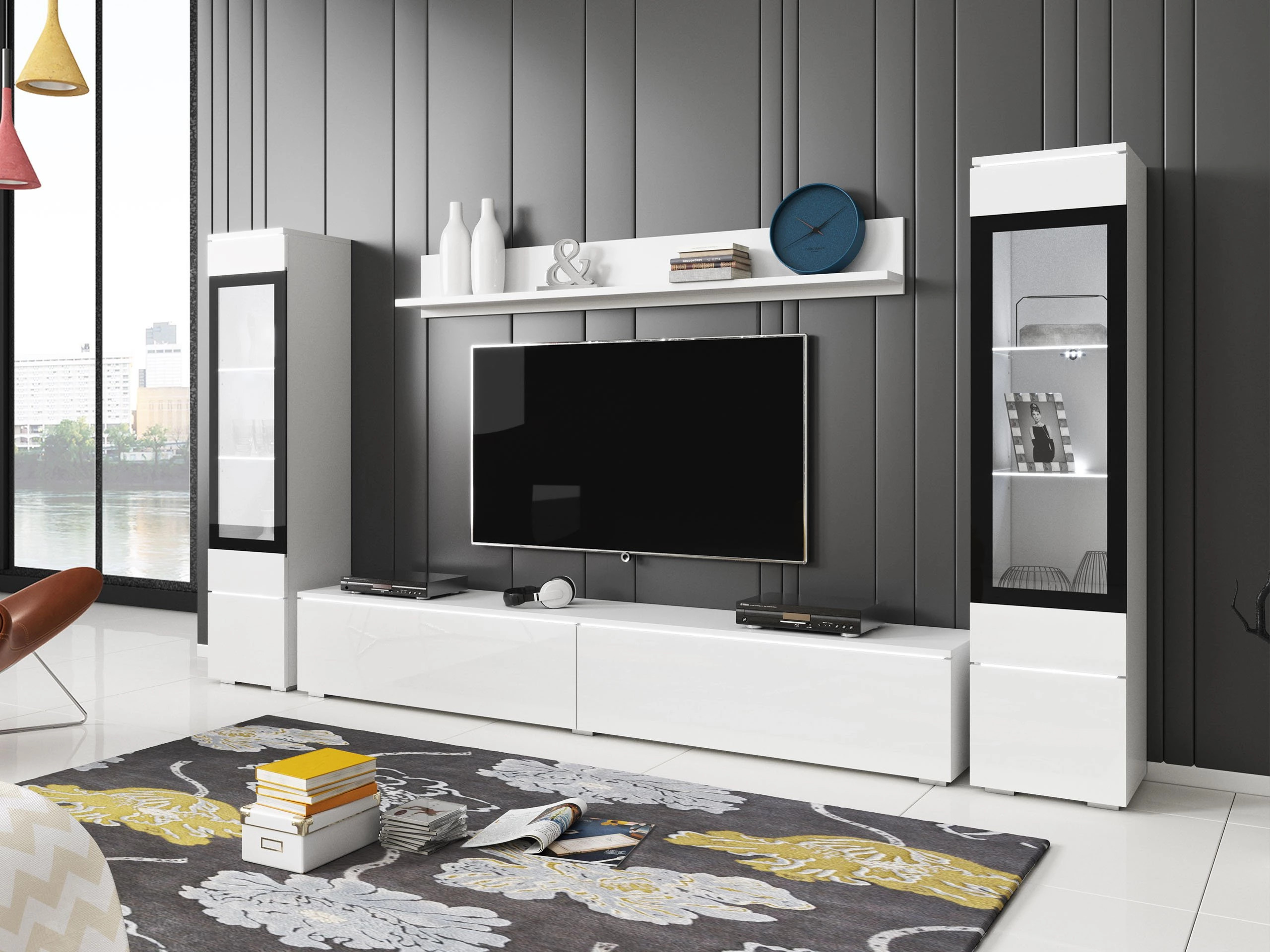 Set za dnevnu sobu Mirfivo 101 (Belo + Sjajno belo)