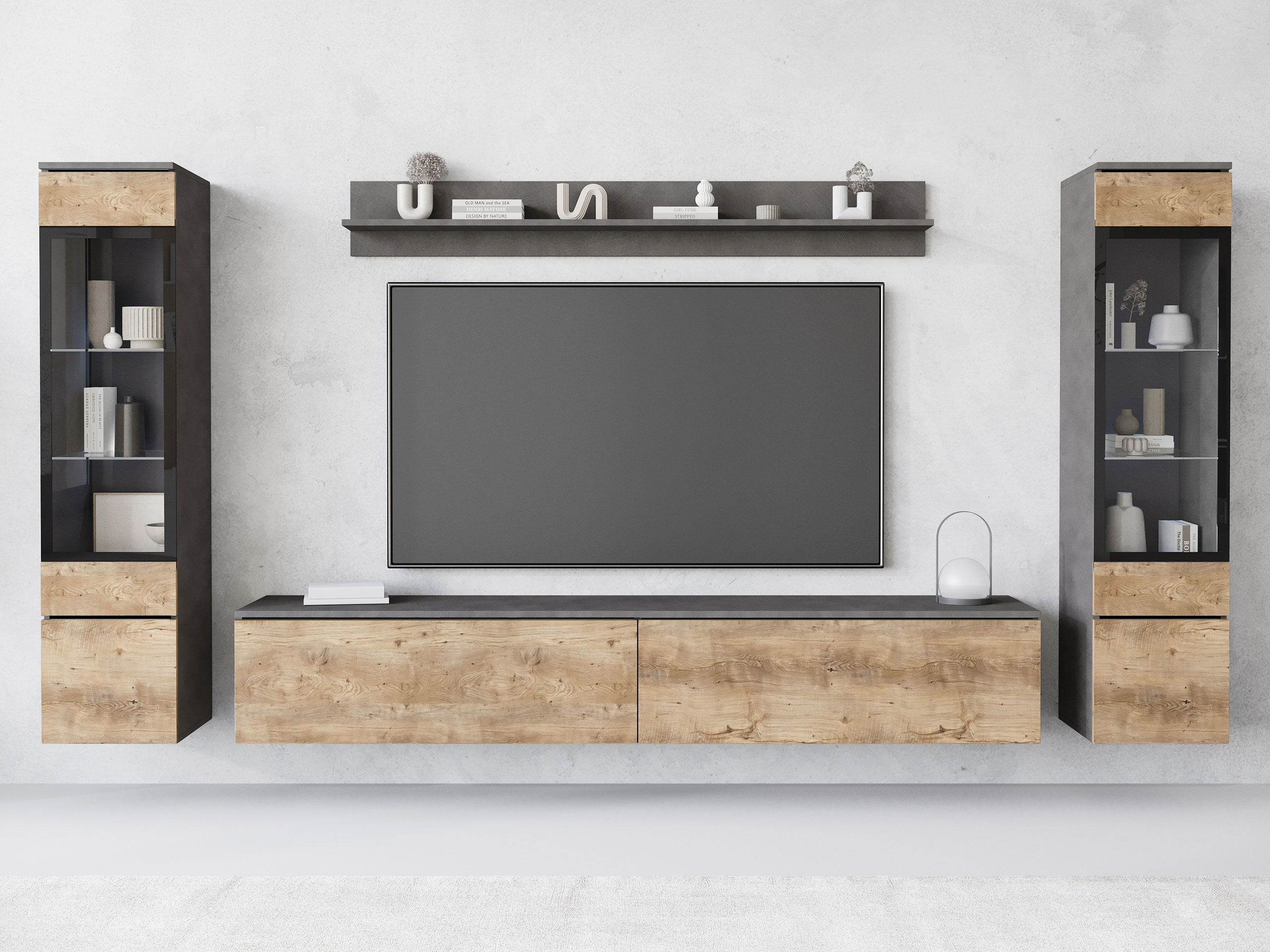 Set za dnevnu sobu Mirfivo 101 (Matera siva + Kesten)
