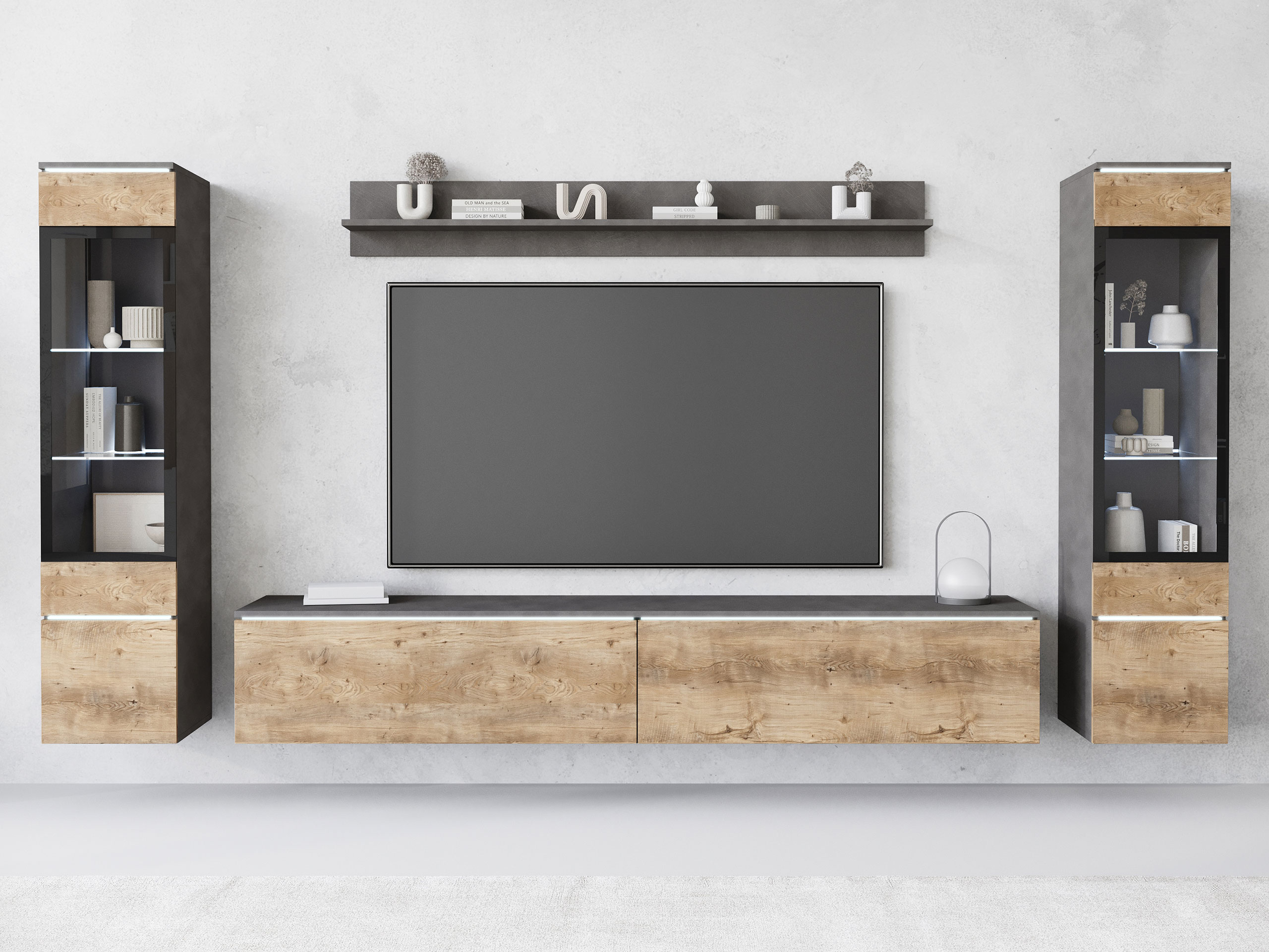 Set za dnevnu sobu Mirfivo 101 (Matera siva + Kesten)