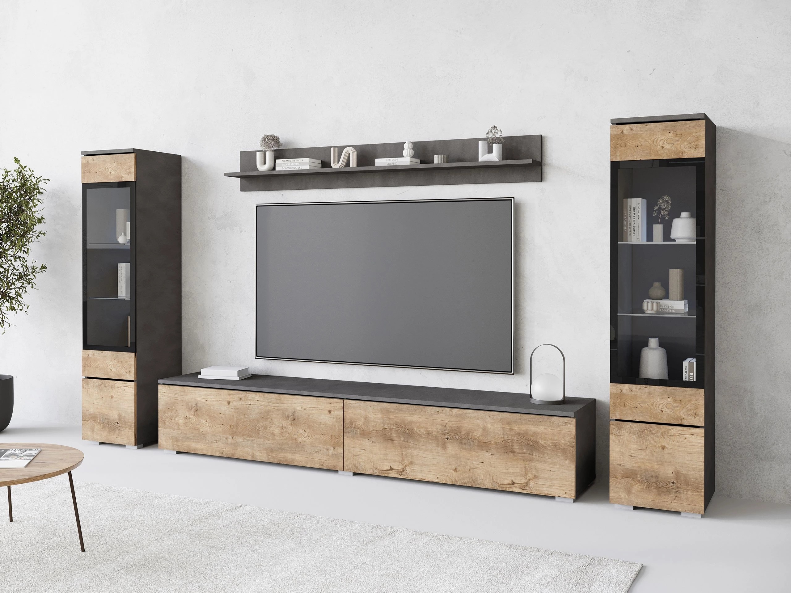 Set za dnevnu sobu Mirfivo 101 (Matera siva + Kesten)