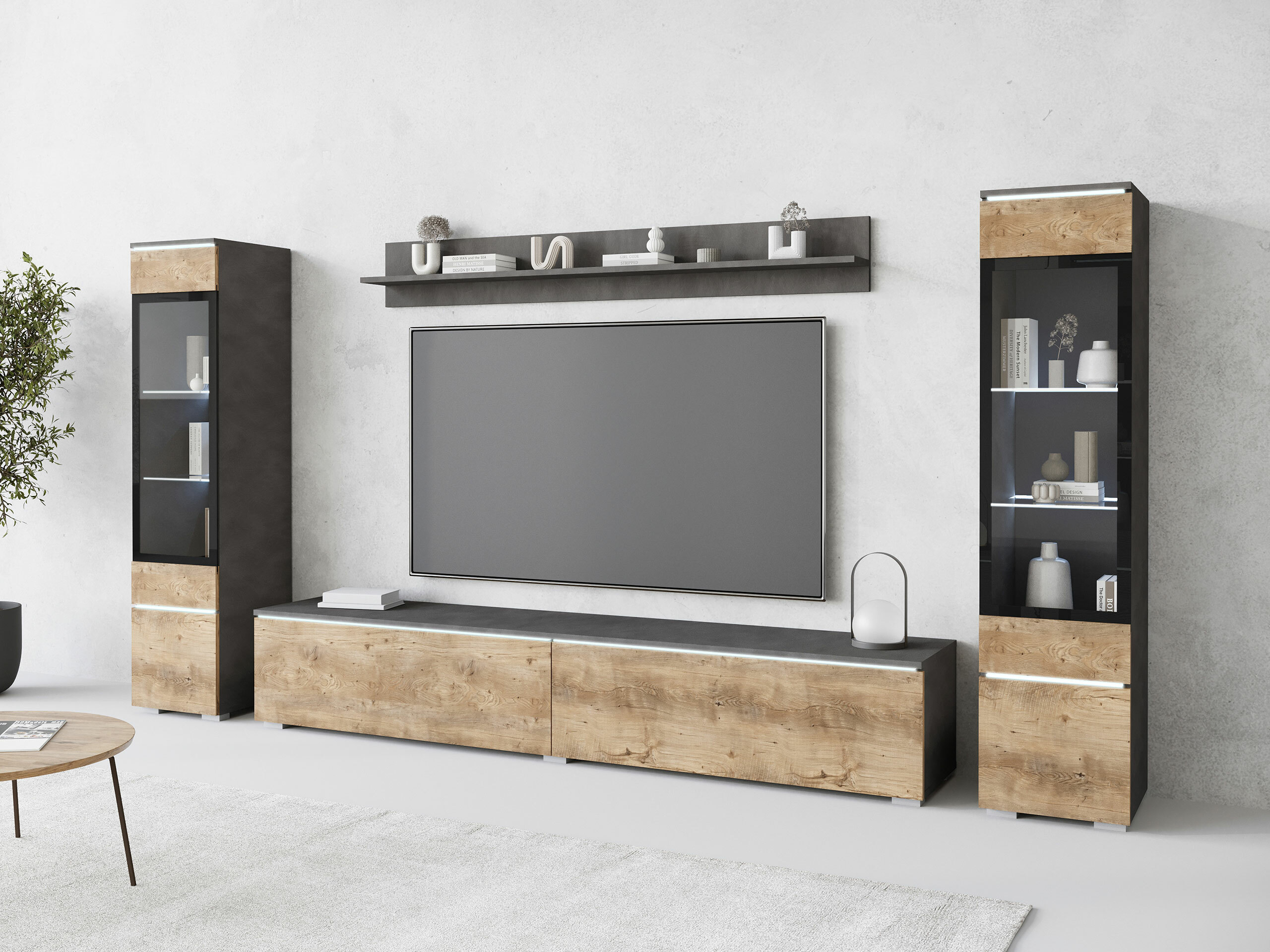 Set za dnevnu sobu Mirfivo 101 (Matera siva + Kesten)