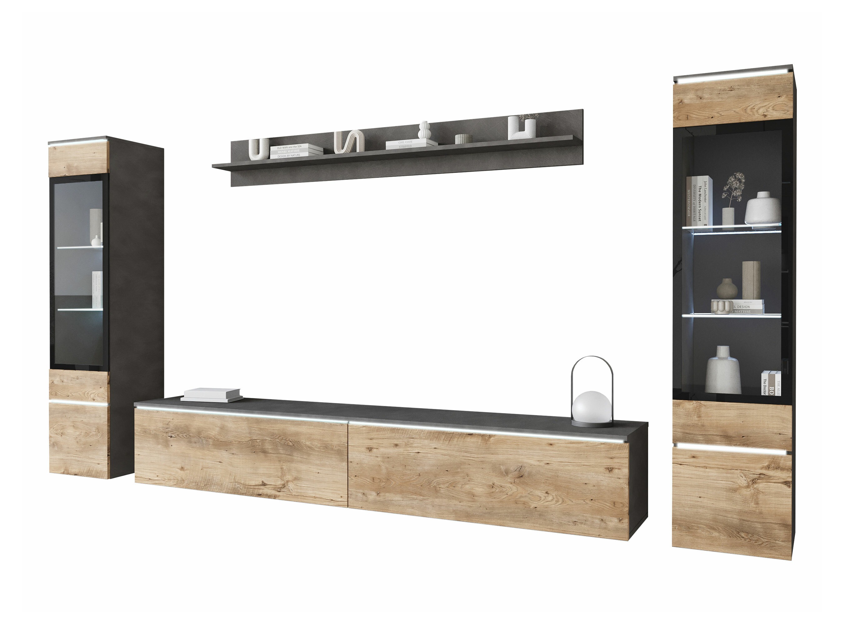 Set za dnevnu sobu Mirfivo 101 (Matera siva + Kesten)