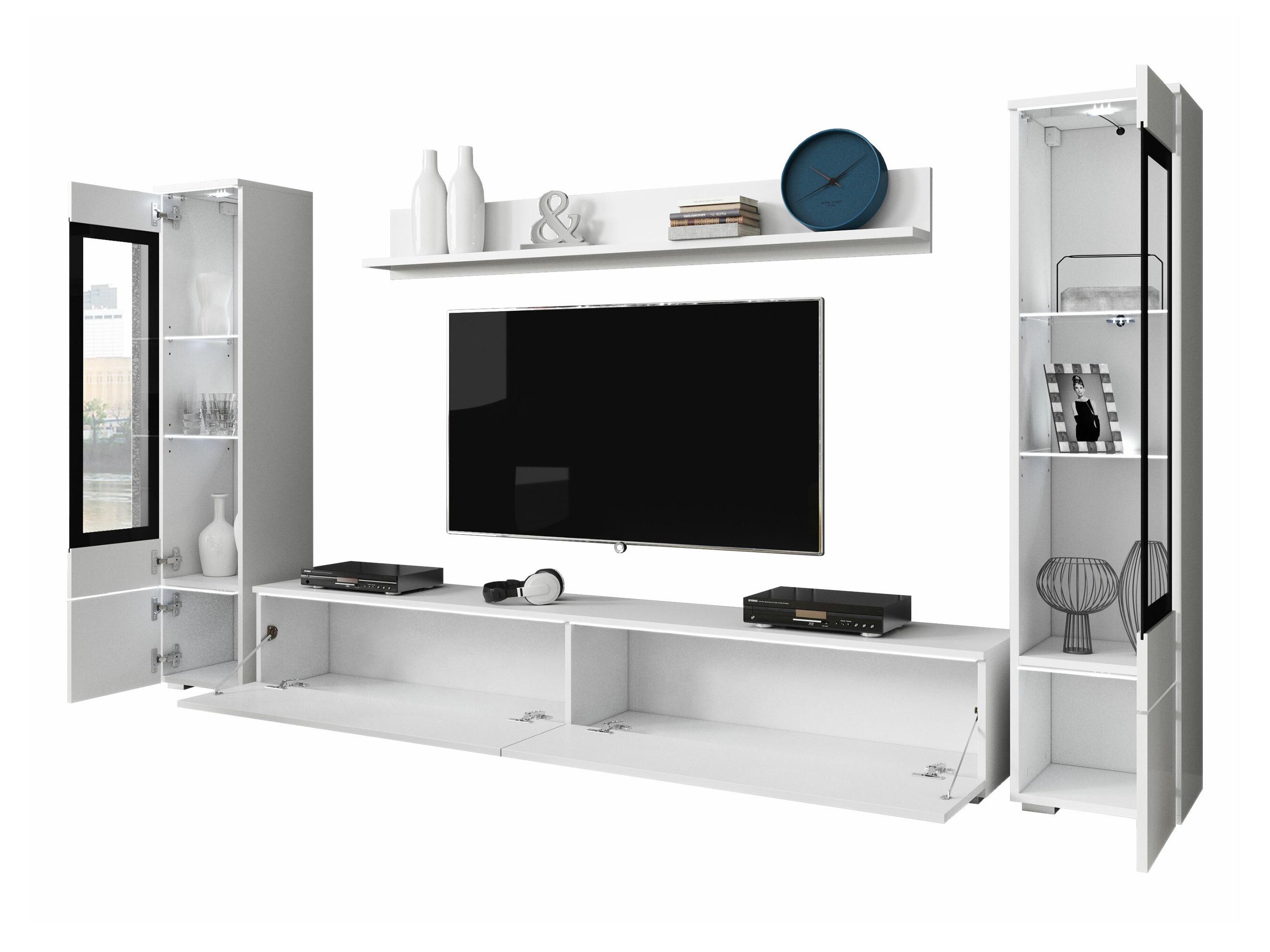 Set za dnevnu sobu Mirfivo 101 (Matera siva + Sjajno belo)