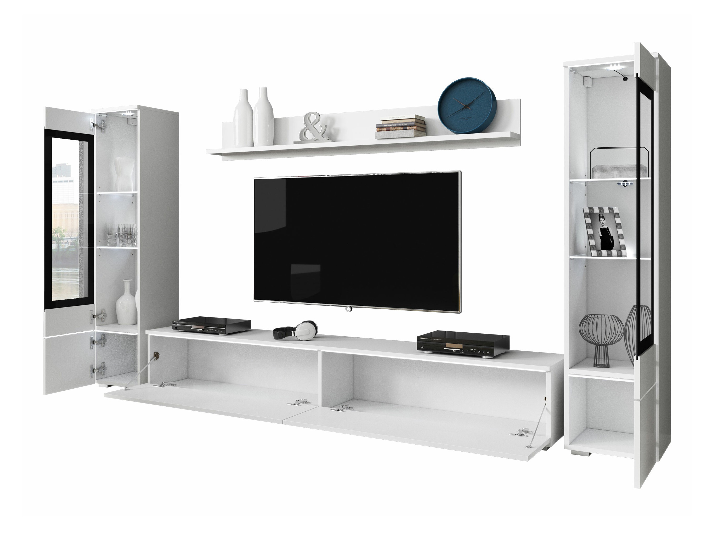 Set za dnevnu sobu Mirfivo 101 (Matera siva + Sjajno belo)