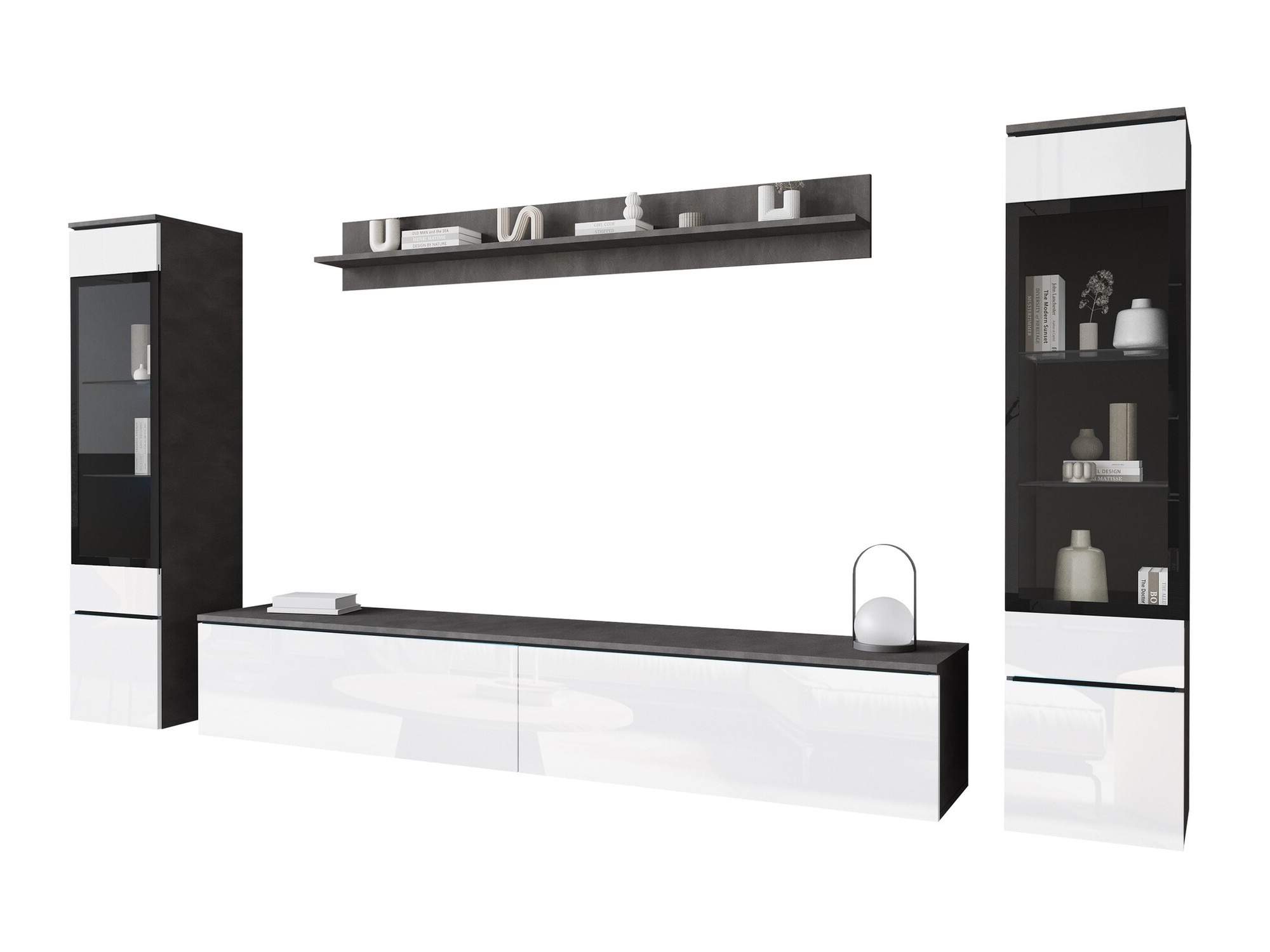 Set za dnevnu sobu Sarasota 126 (Matera siva + Sjajno belo)