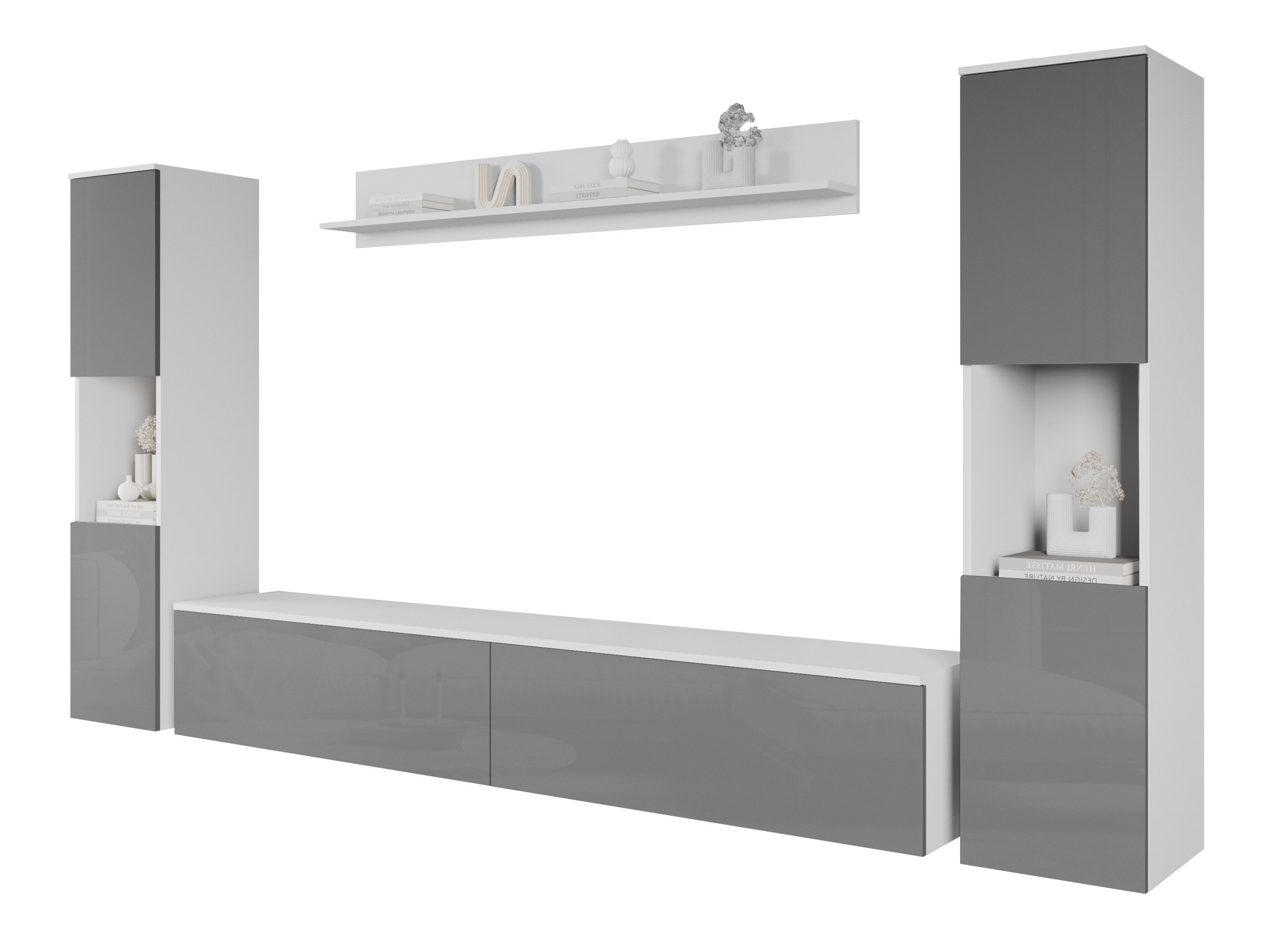 Set za dnevnu sobu Sarasota 131 (Belo + Glossy gray)