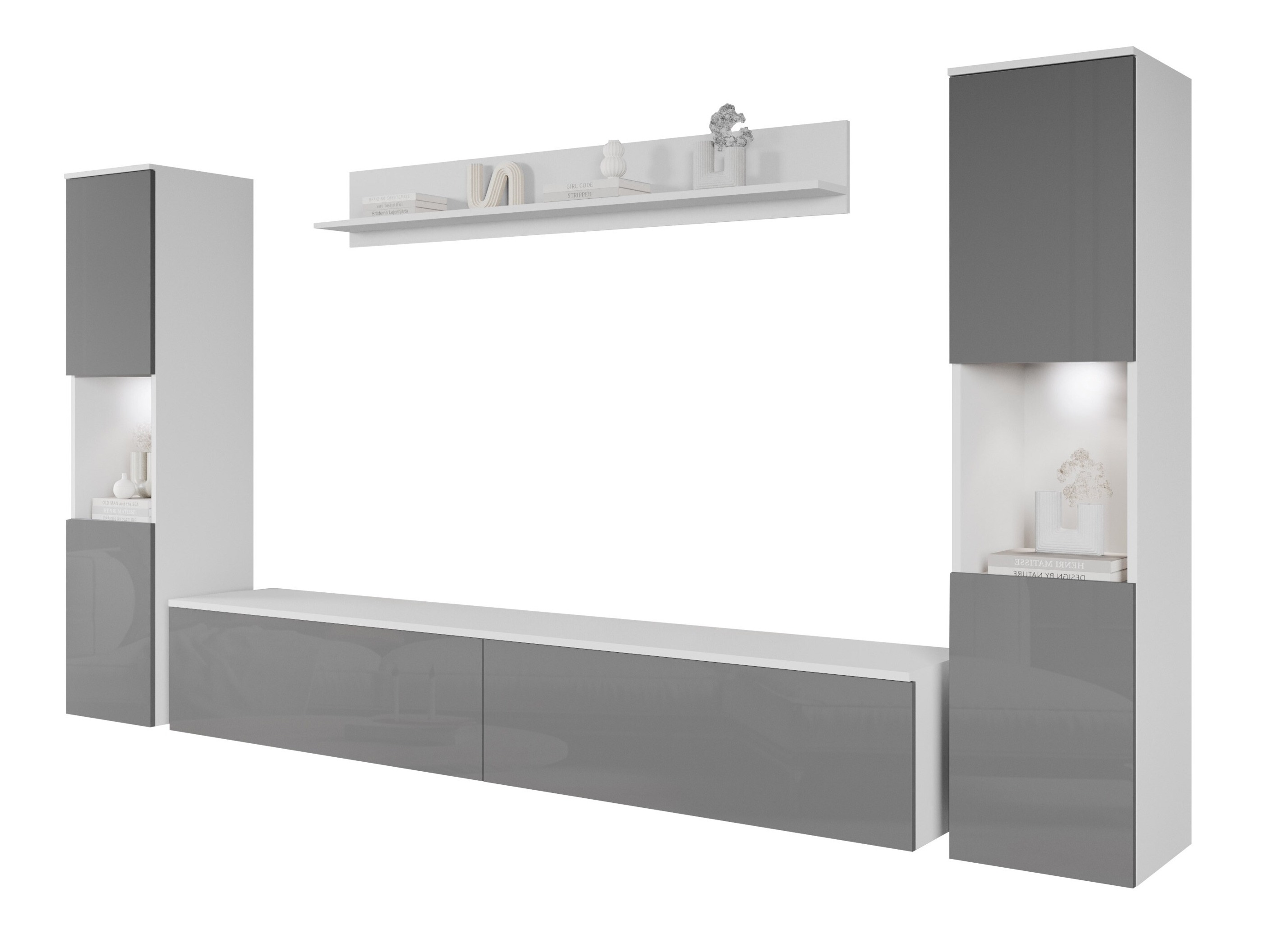 Set za dnevnu sobu Sarasota 131 (Belo + Glossy gray)