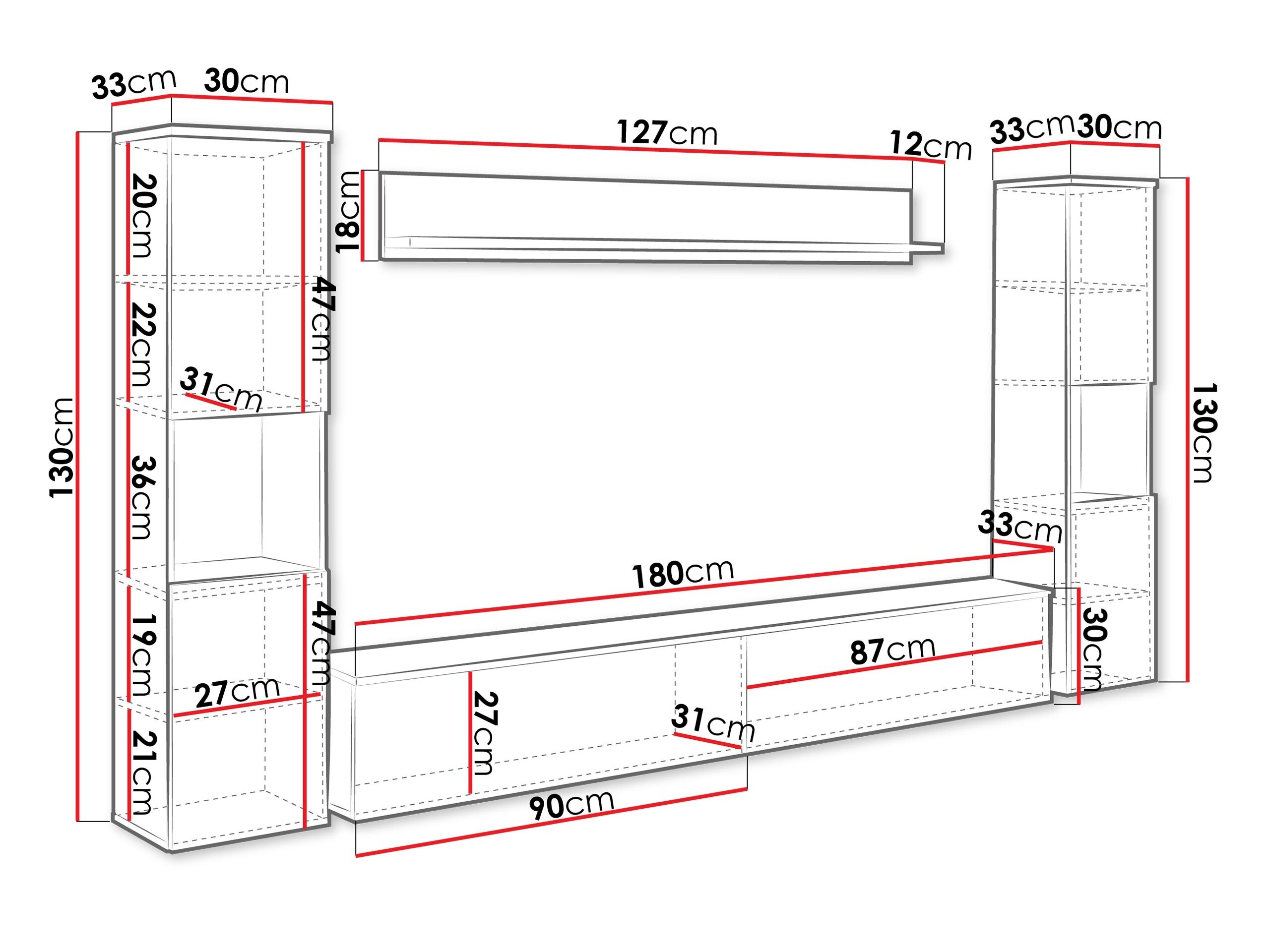 Set za dnevnu sobu Sarasota 131 (Belo + Glossy gray)
