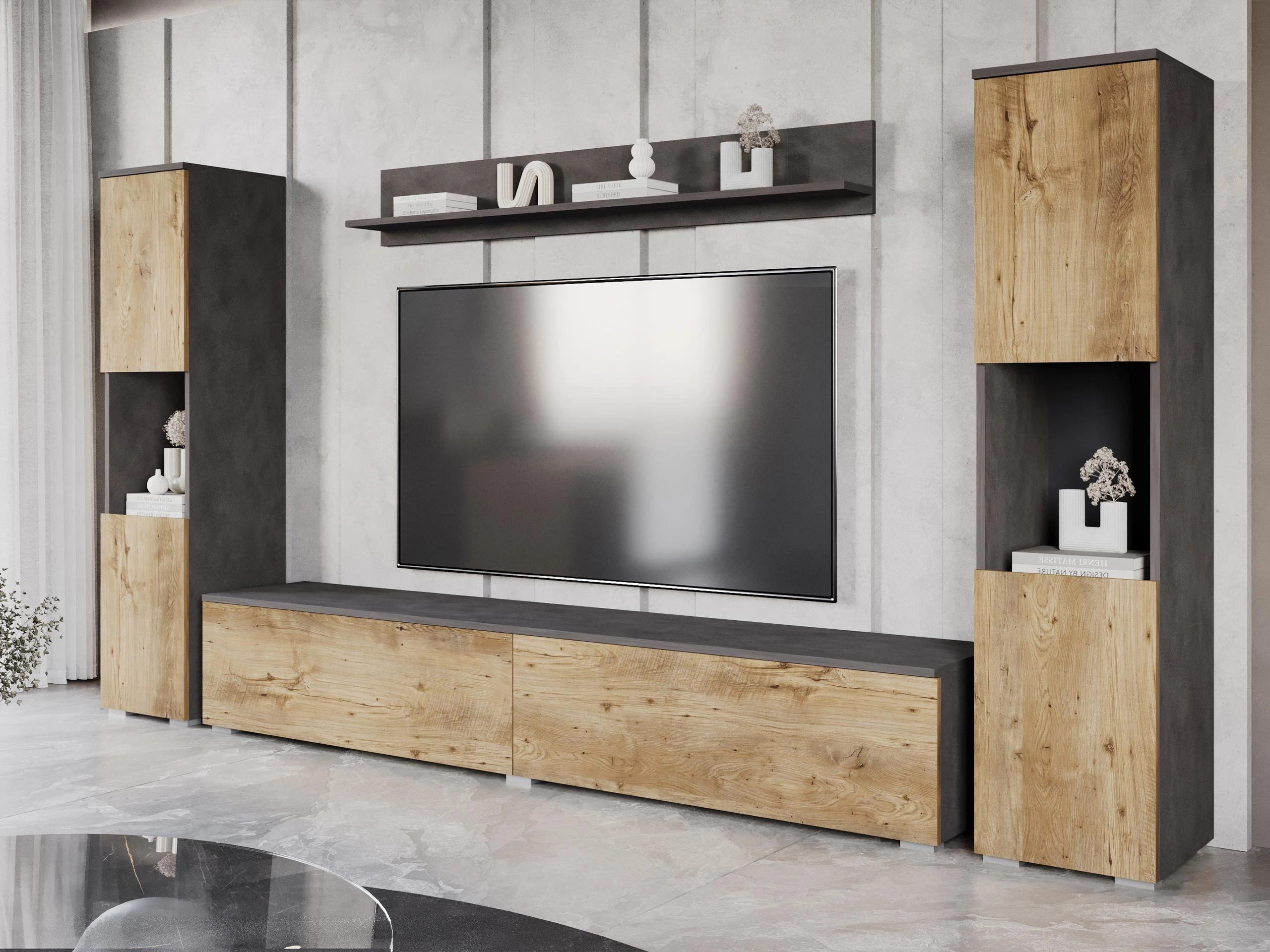 Set za dnevnu sobu Sarasota 131 (Matera siva + Kesten)