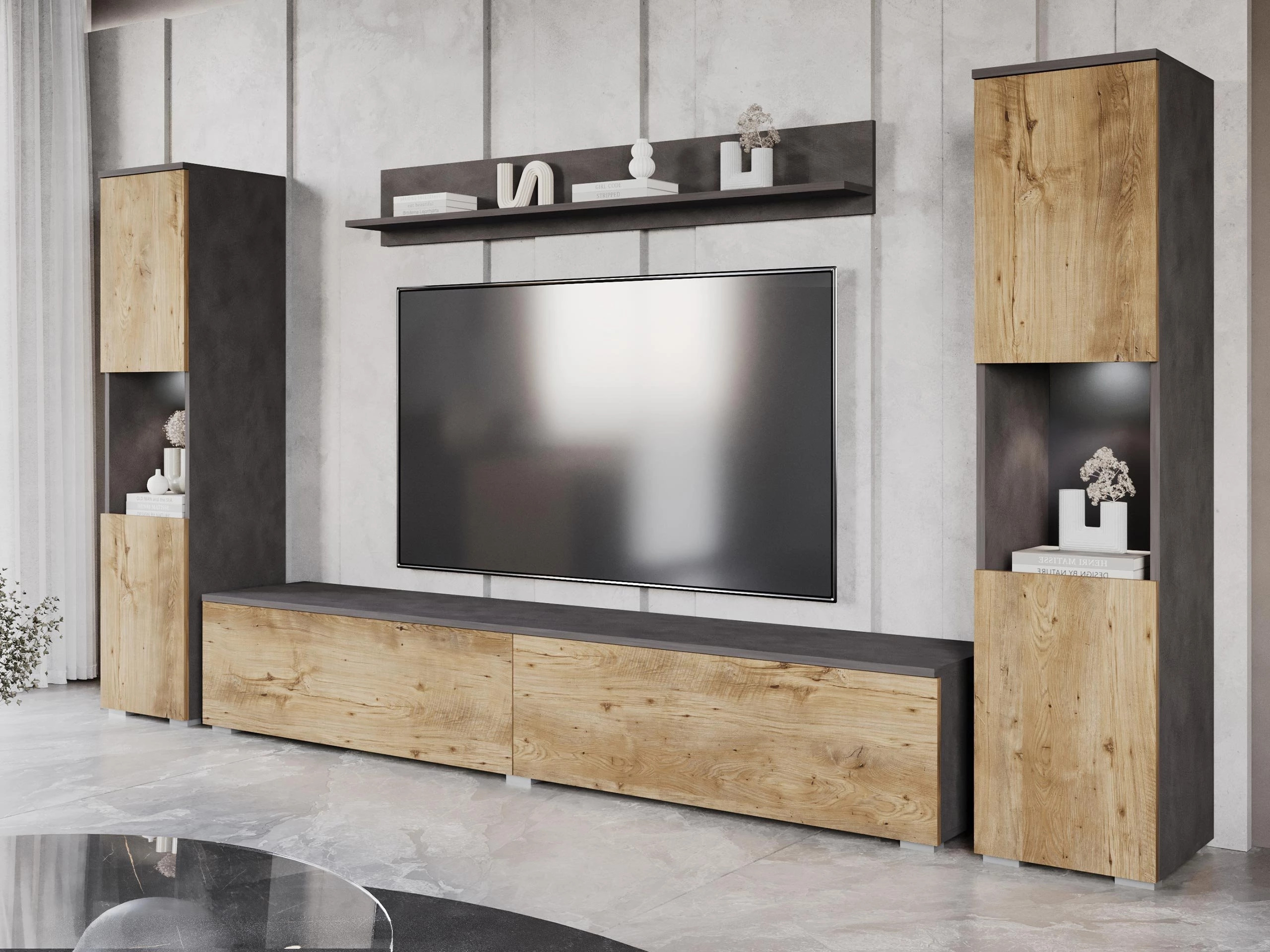 Set za dnevnu sobu Sarasota 131 (Matera siva + Kesten)