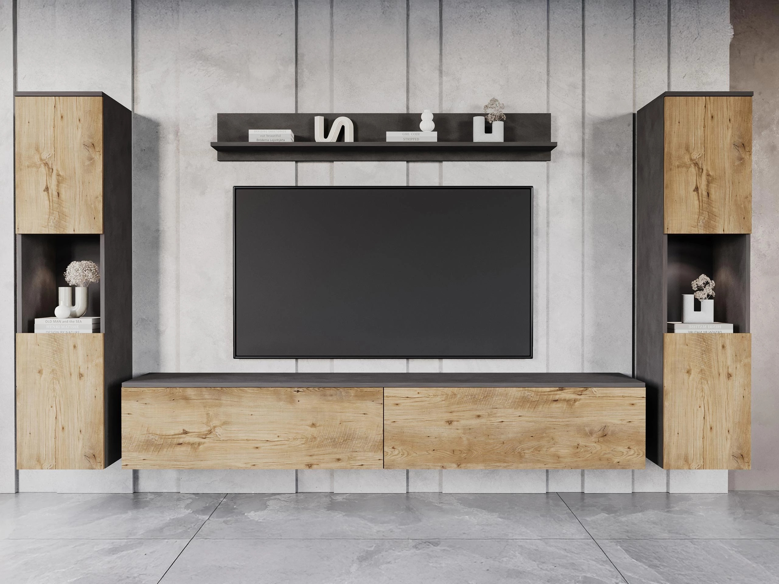 Set za dnevnu sobu Sarasota 131 (Matera siva + Kesten)