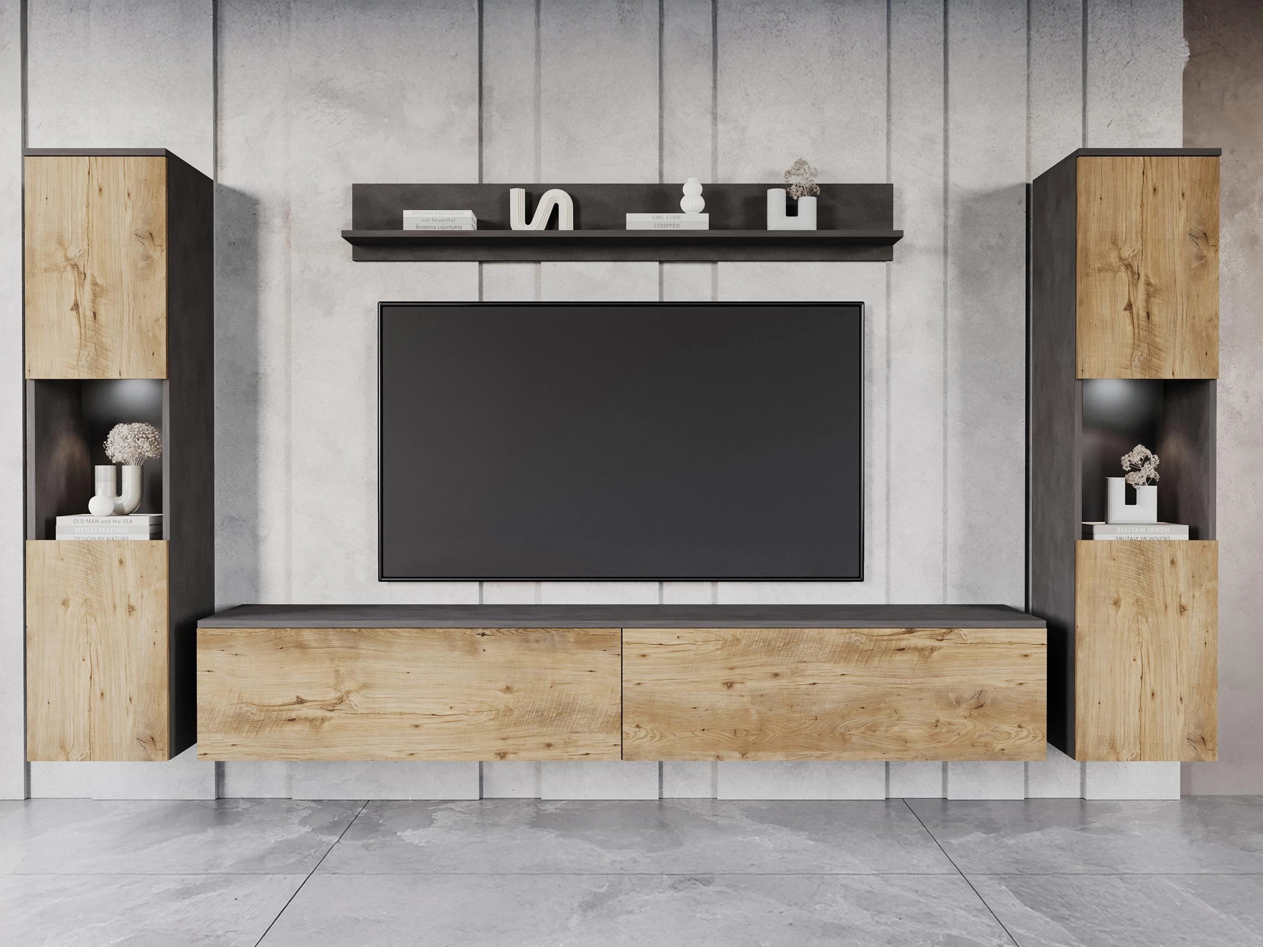 Set za dnevnu sobu Sarasota 131 (Matera siva + Kesten)