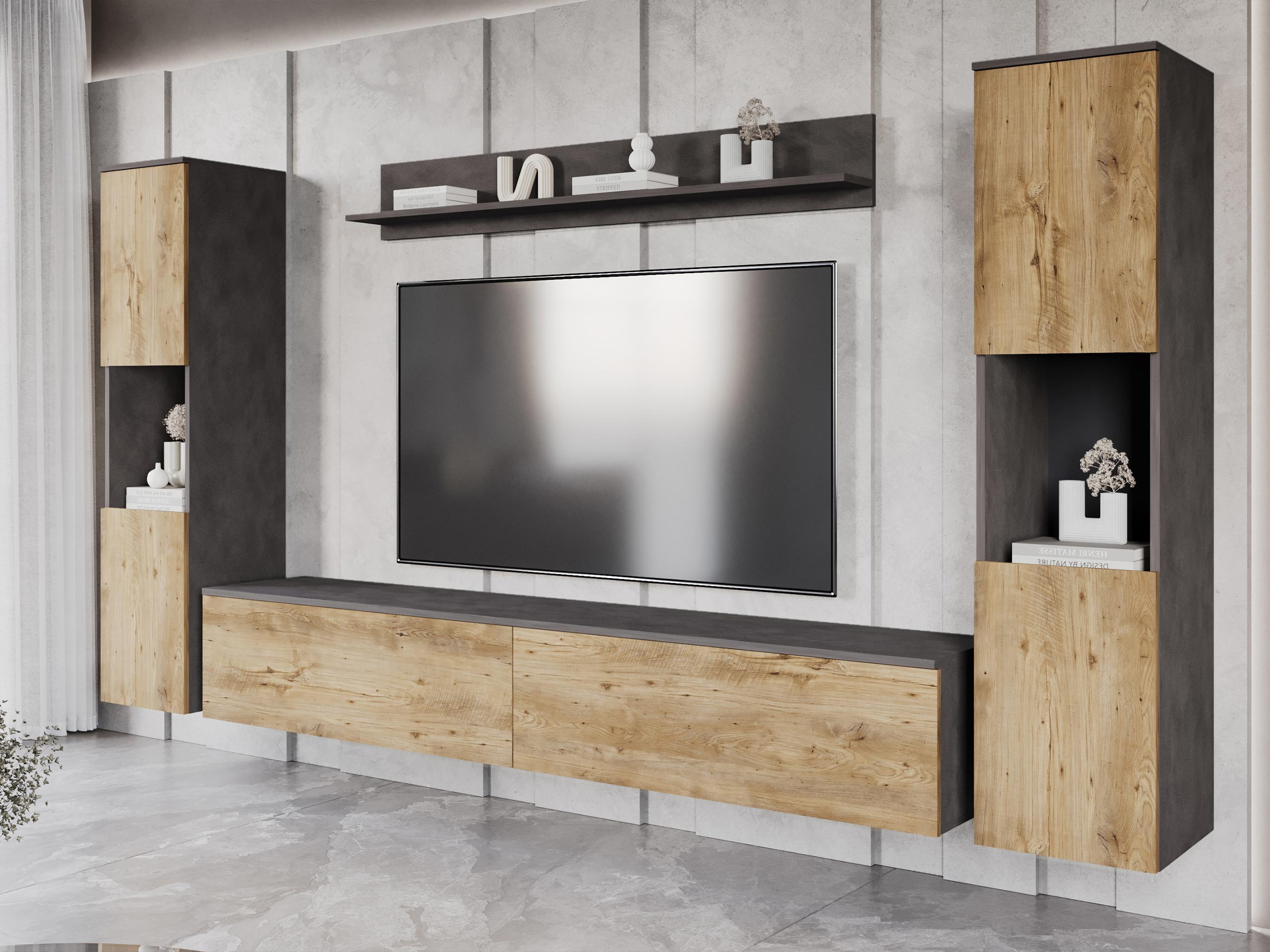 Set za dnevnu sobu Sarasota 131 (Matera siva + Kesten)